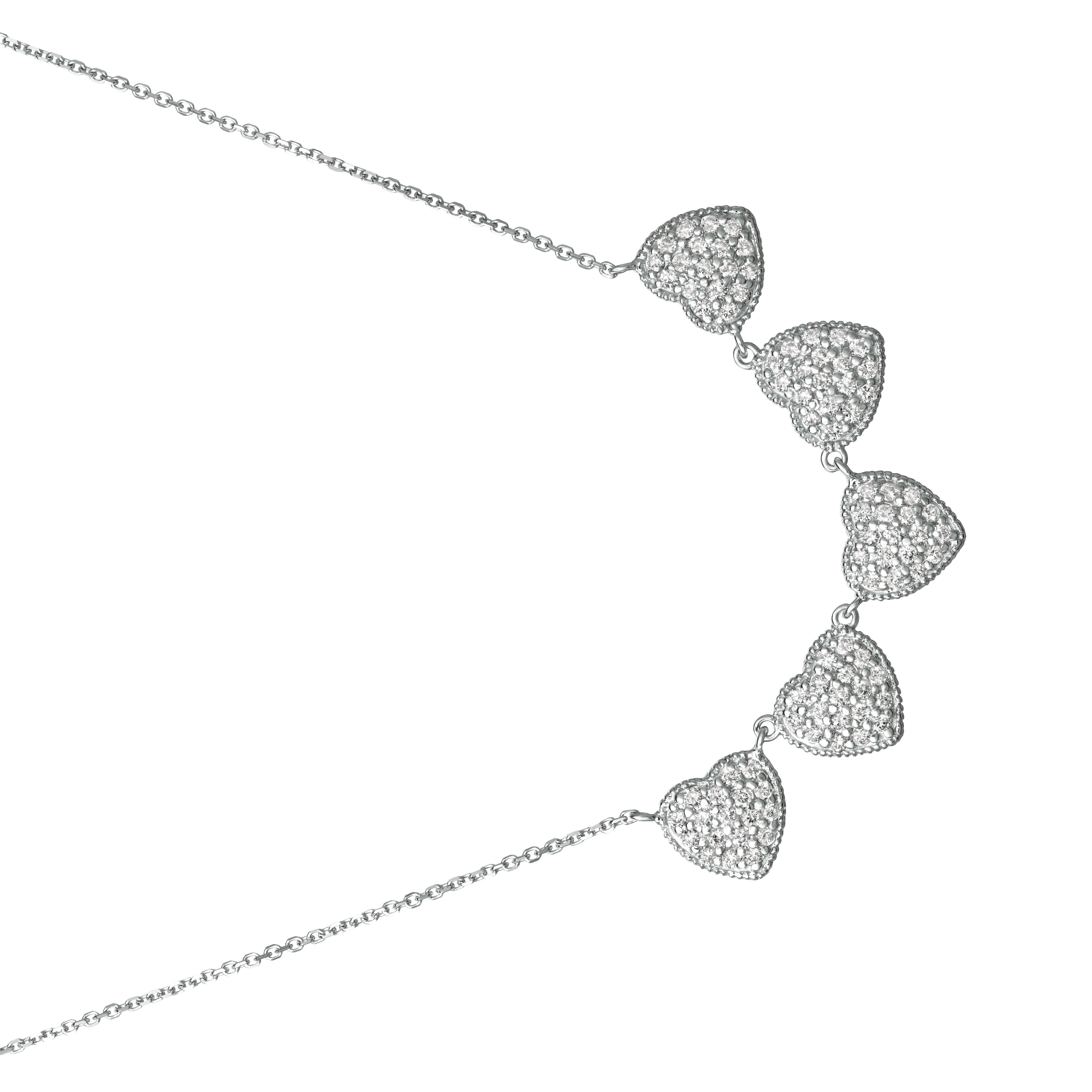 1.00 Carat Natural Diamond Heart Necklace 14K White Gold G SI 18 inches

100% Natural Diamonds, Not Enhanced in any way Round Cut Diamond Necklace
1.00CT
G-H
SI
14K White Gold, Pave style, 4.4 gram
3/8 inch in height, 2 inches in width
18 inches in