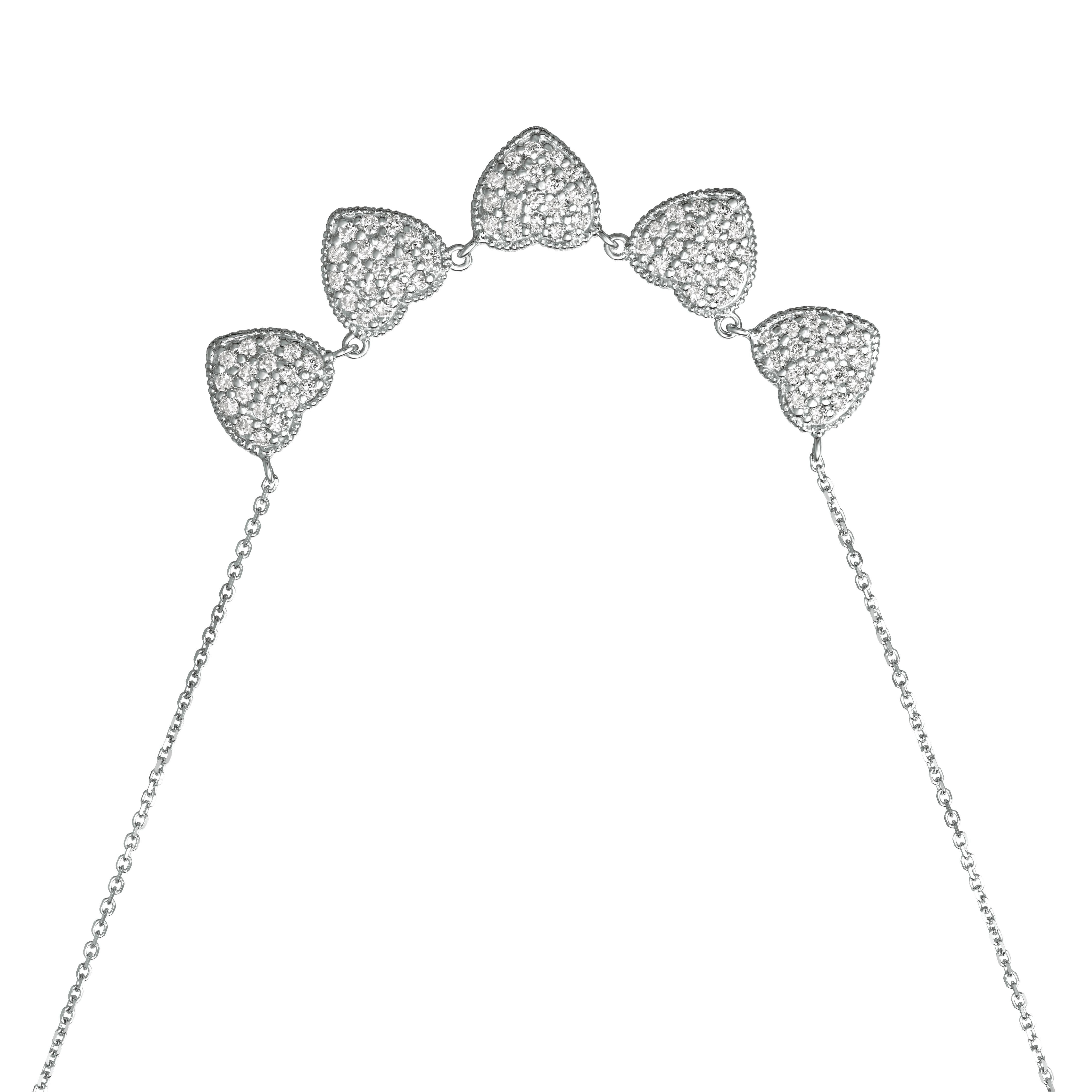 Contemporary 1.00 Carat Natural Diamond Heart Necklace G SI Set in 14 Karat White Gold For Sale