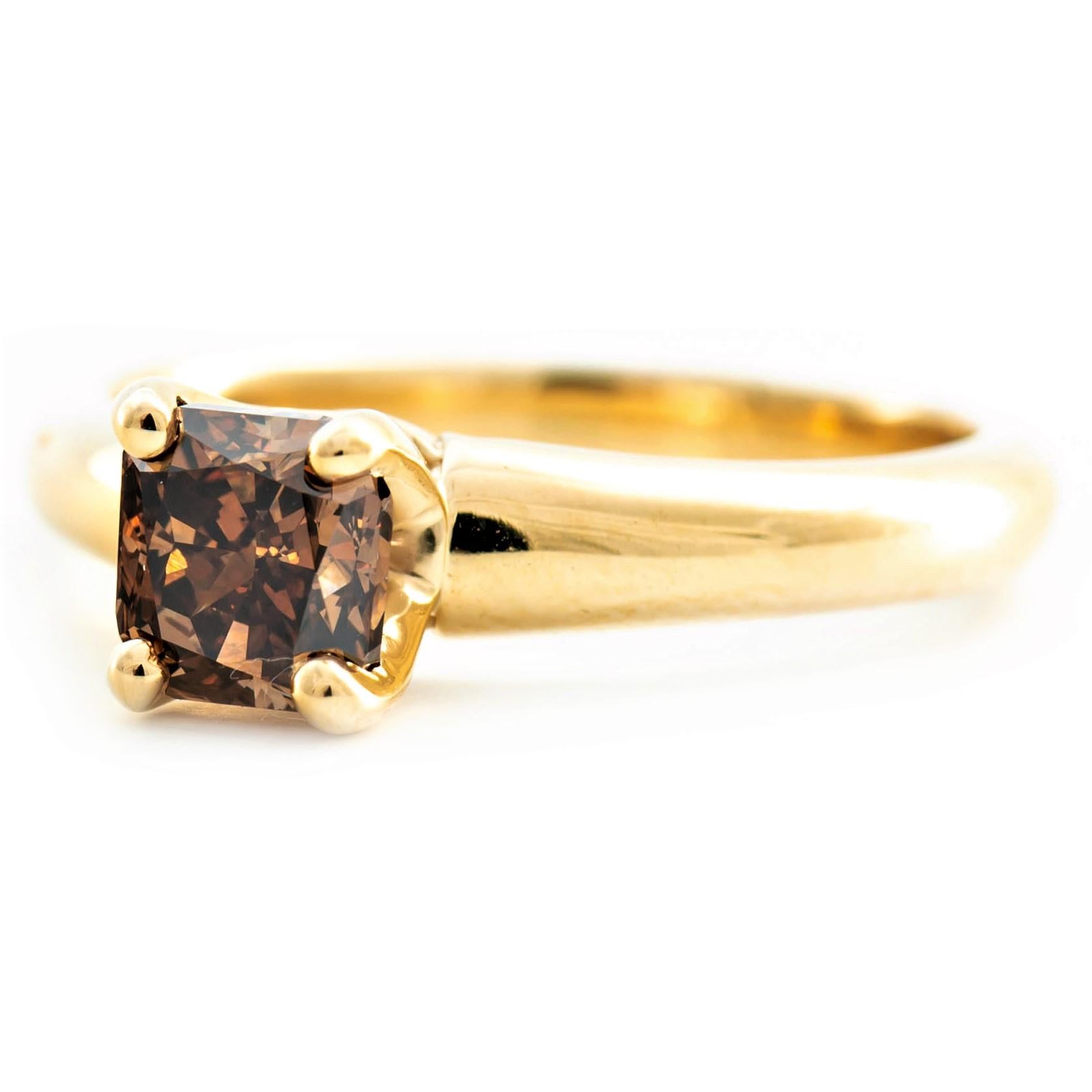 Modern 1.00 ct Natural Fancy Deep Brownish Orange Diamond Ring, No Reserve Price