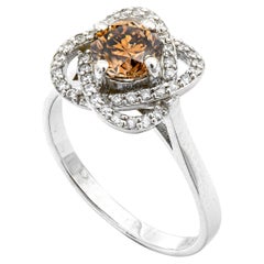 1.00 Ct Natural Fancy Deep Orange Brown Diamond Ring