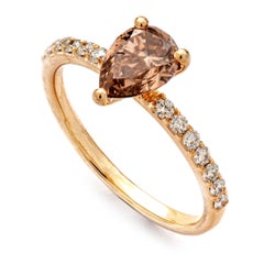 1.00 Ct Natural Fancy Intense Pinkish Brown Diamond Ring