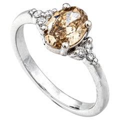 1.00 ct Natural Fancy Yellow Brown Diamond Ring, No Reserve Price
