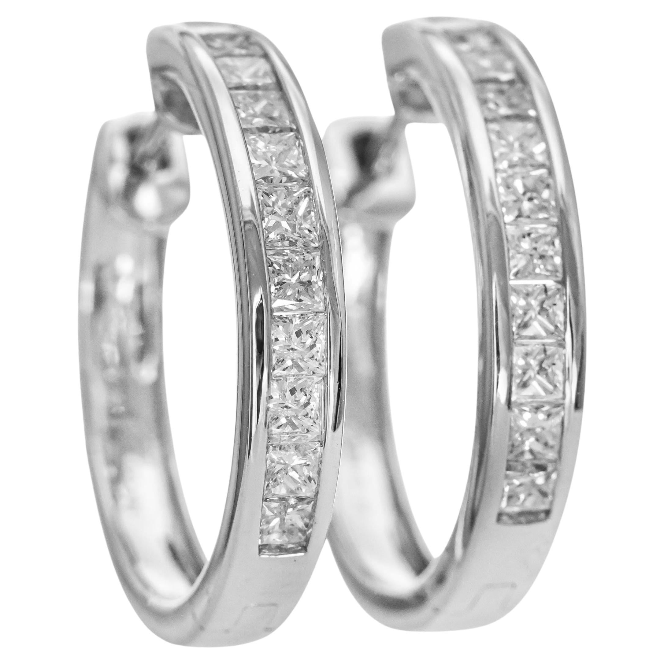 Diamond and White Gold Hoop Earrings 14.00ct at 1stDibs