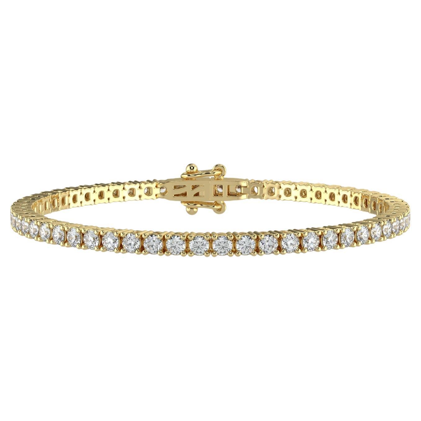 1.00 Ct Round Cut GH-I1 Natural Diamond Classic Tennis Bracelet 4 Prong 14K Gold For Sale
