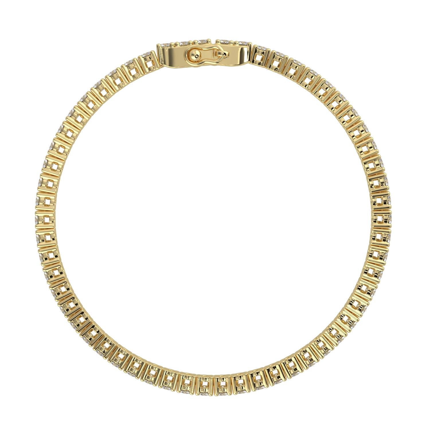 Taille ronde 1.00 Ct Round Cut GH-SI Natural Diamond Classic Tennis Bracelet 4 Prong 14K Gold en vente