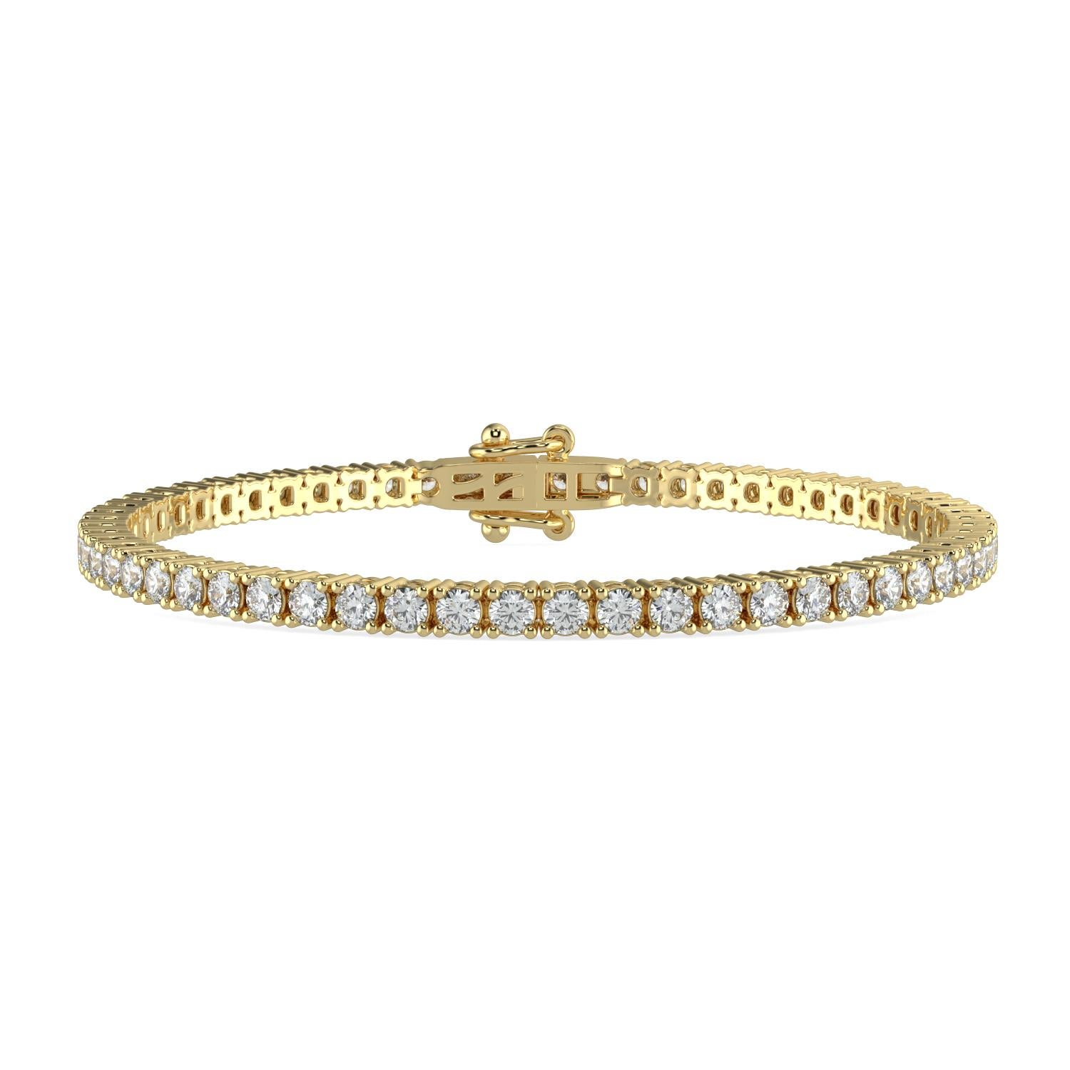 1.00 Ct Round Cut GH-SI Natural Diamond Classic Tennis Bracelet 4 Prong 14K Gold en vente