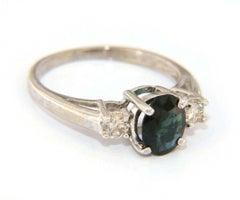 1.00 CT Sapphire and 0.28 CTW Diamond Ring in 14kt White Gold