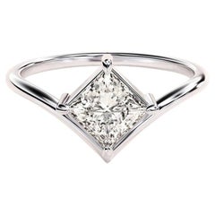 1.00 CT Solitaire Princess Cut Moissanite Ring 14k Yellow Gold Gift For Her.