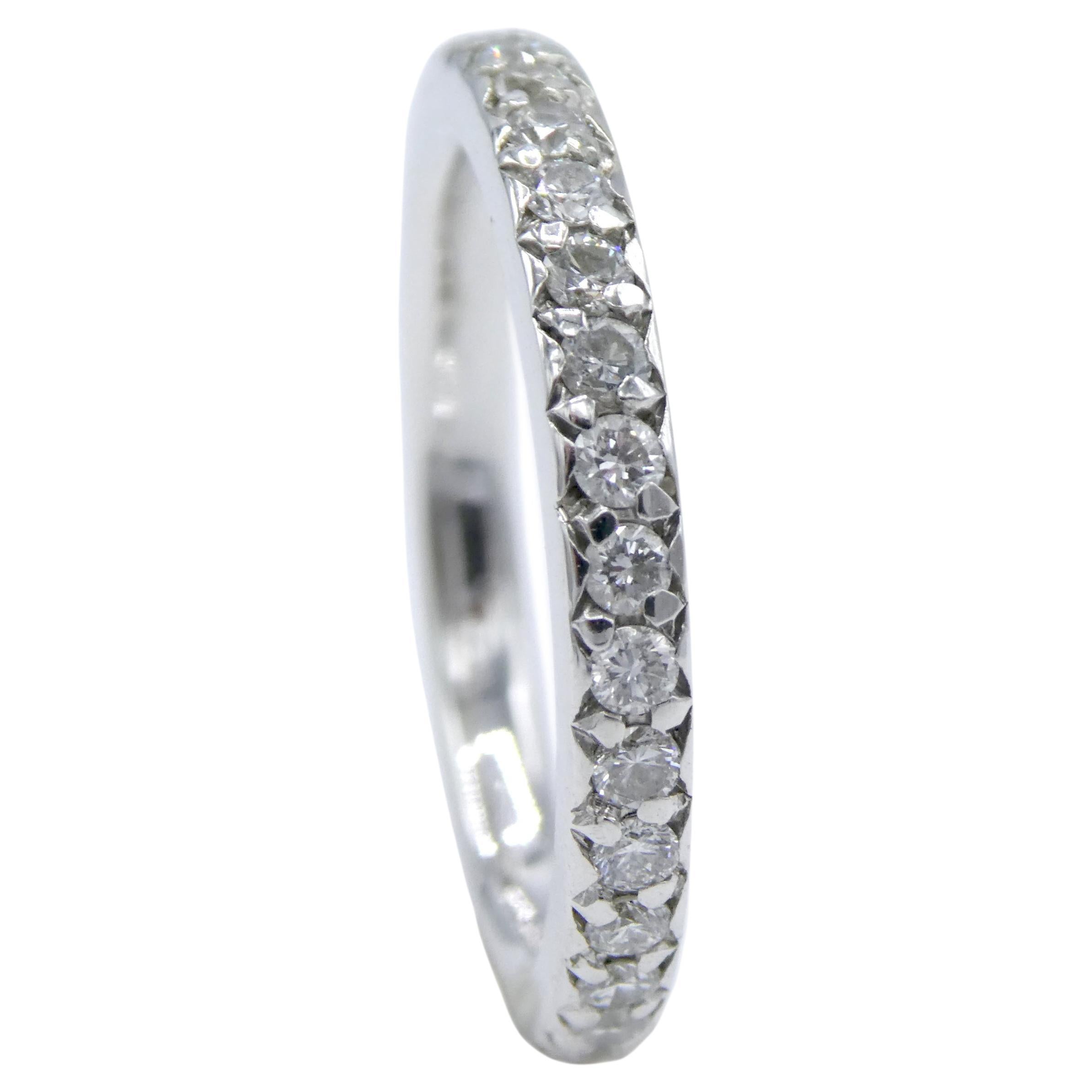 1.00 CTW Natural Diamond 14K White Gold Round Eternity Band For Sale