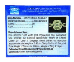 1.00 CTW Emerald Diamond Double Frame Engagement Ring in 14K White Gold