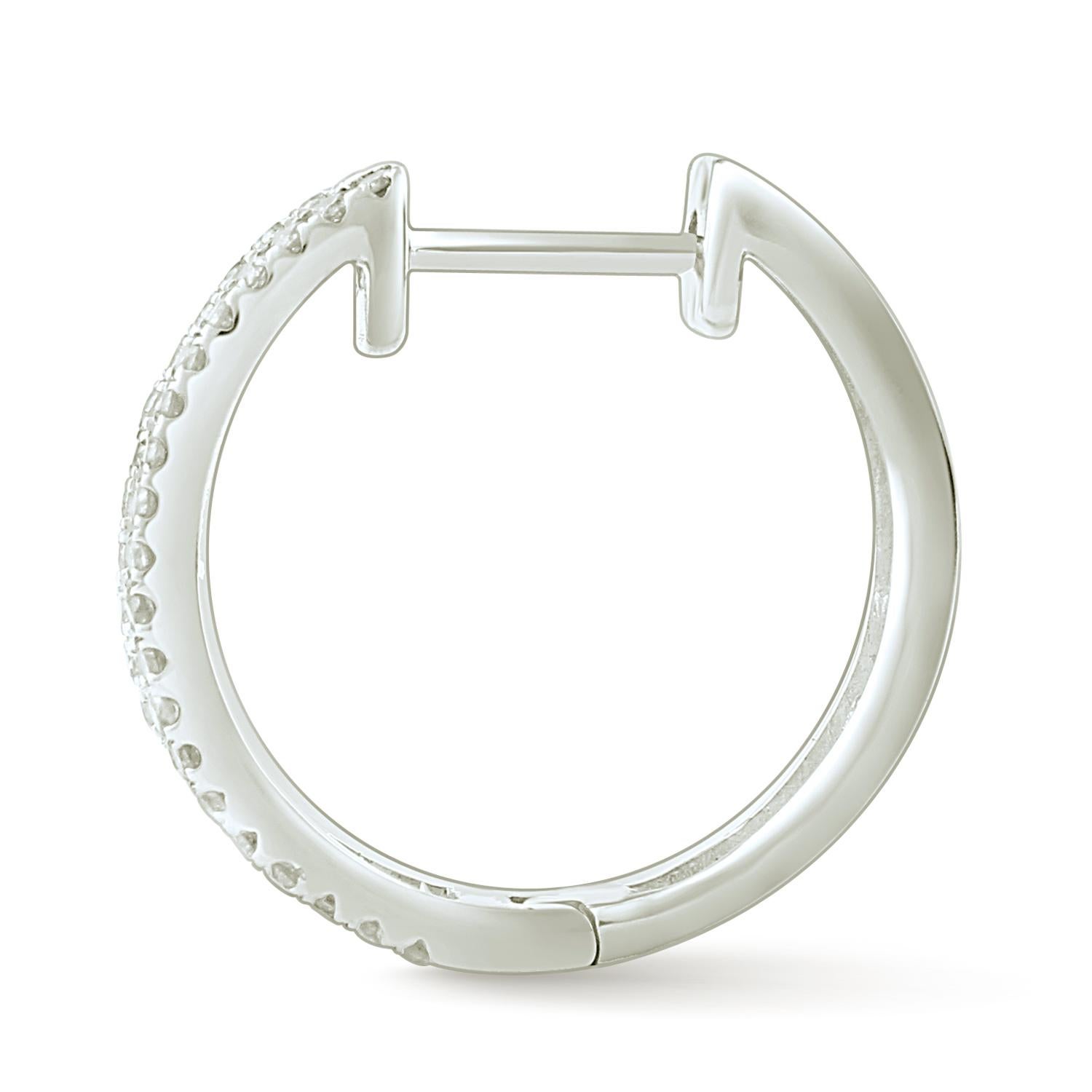 Round Cut 1.00 Carat Princess/Round Certified Diamond Hoop Earring in 14 Karat White Gold