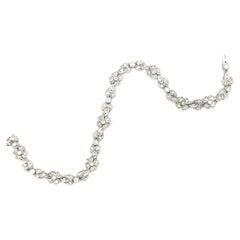 1.00 CTW Round Brilliant Diamond Platinum Floral Design Bracelet