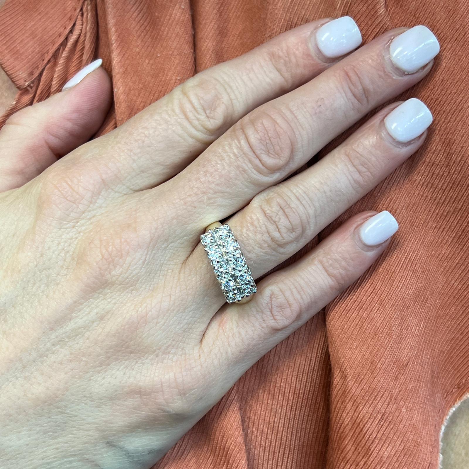 1,00 CTW Zweireihiger Diamant-Ehering 14 Karat Gelbgold Vintage (Moderne)