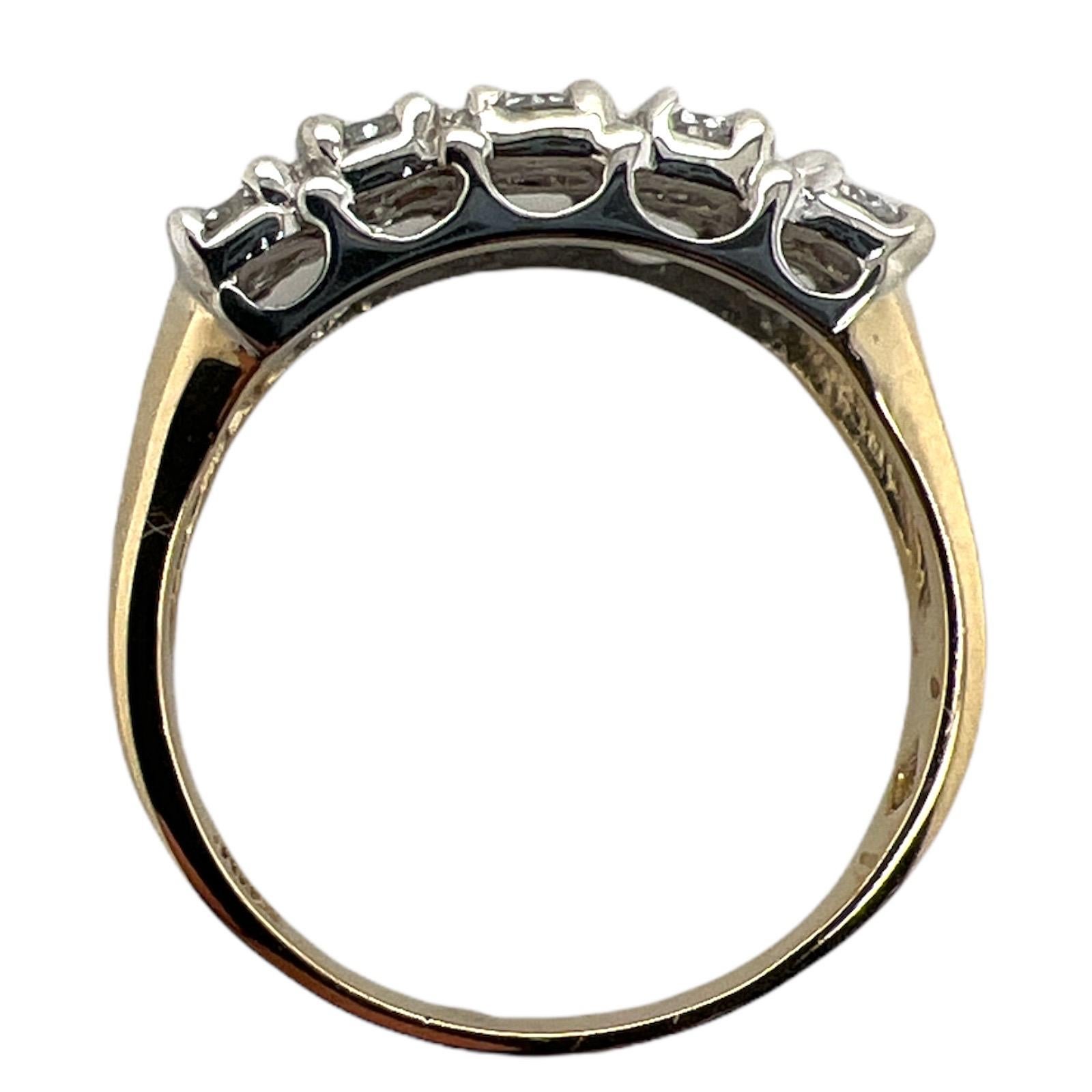1,00 CTW Zweireihiger Diamant-Ehering 14 Karat Gelbgold Vintage im Zustand „Hervorragend“ in Boca Raton, FL