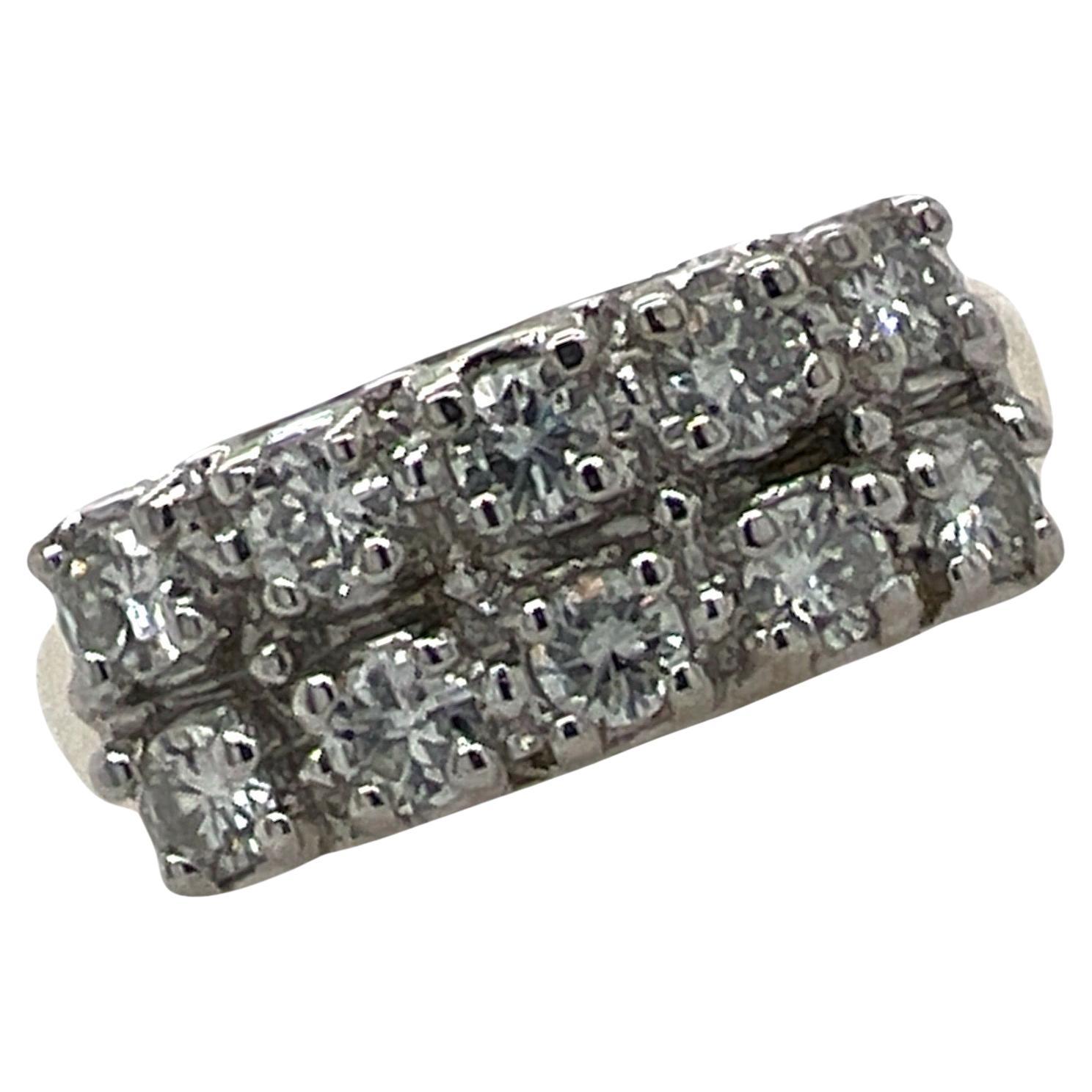 1,00 CTW Zweireihiger Diamant-Ehering 14 Karat Gelbgold Vintage