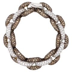 10.0 CTW White and Fancy Brown Diamond Chain Bracelet in 14 Karat Gold