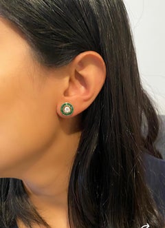 Natural Emerald Stud  Removable Jackets ( No center diamond)