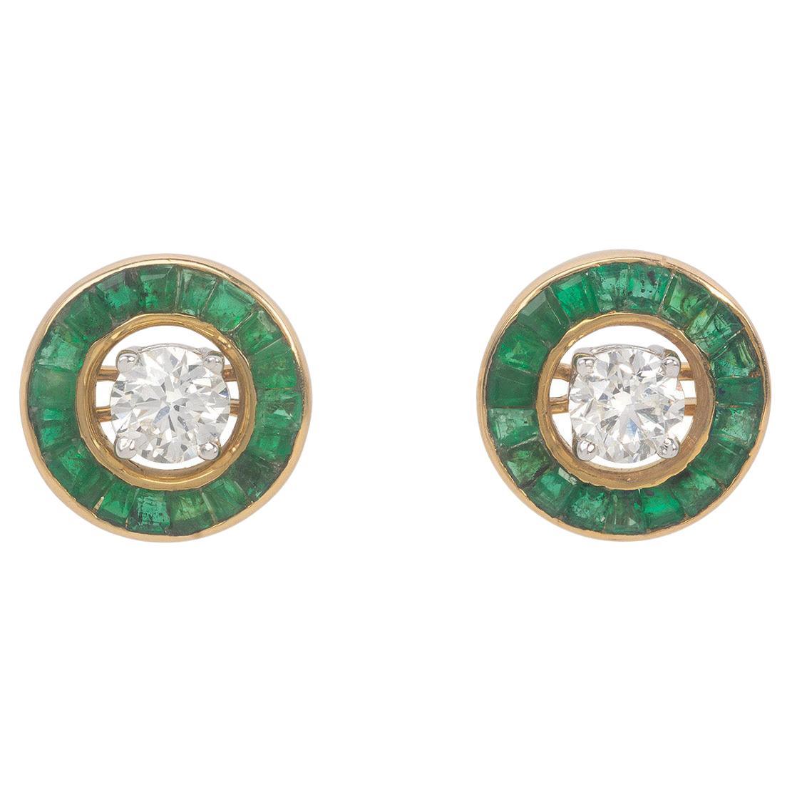Natural Emerald Stud  Removable Jackets ( No center diamond) 