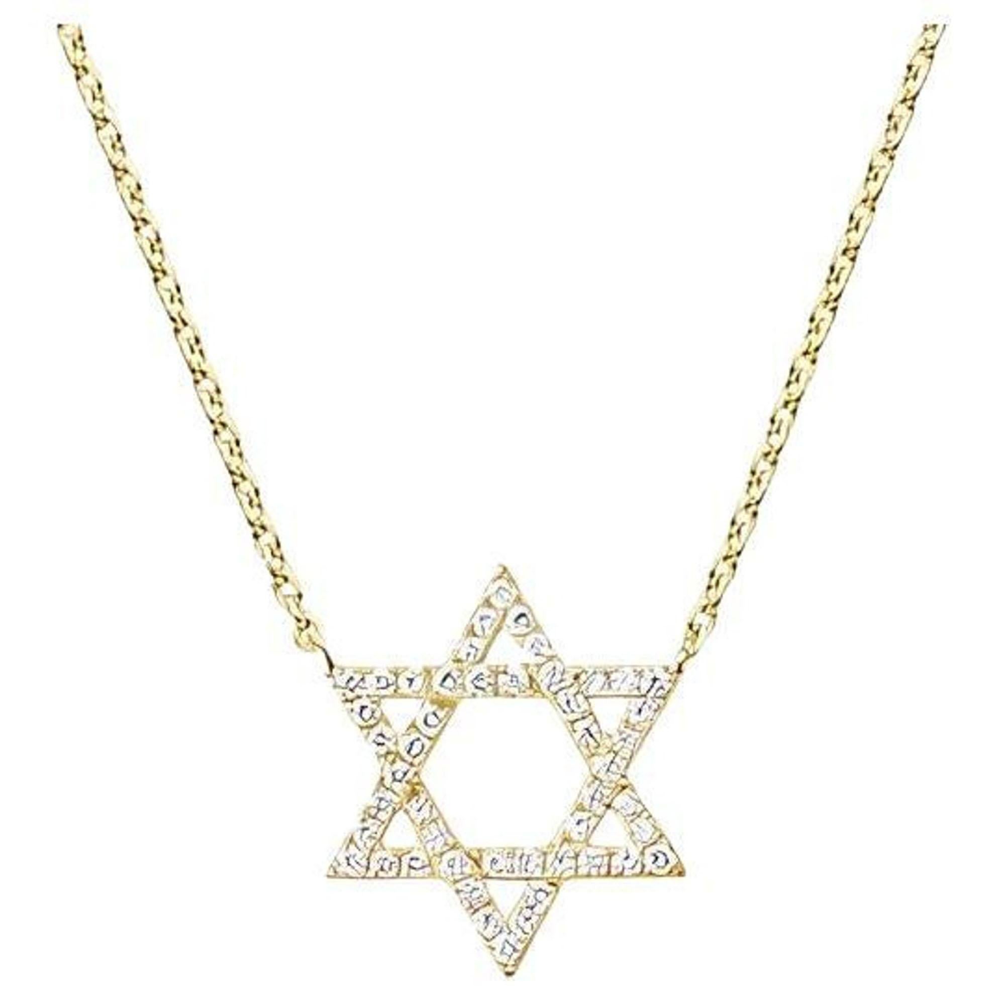 Collier étoile de David en or 14 carats 100 diamants