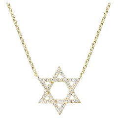 100 Diamonds Star Of David 14K Gold Necklace