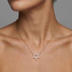 1ct Round Diamond 100-Stone Star of David 14K Gold Necklace