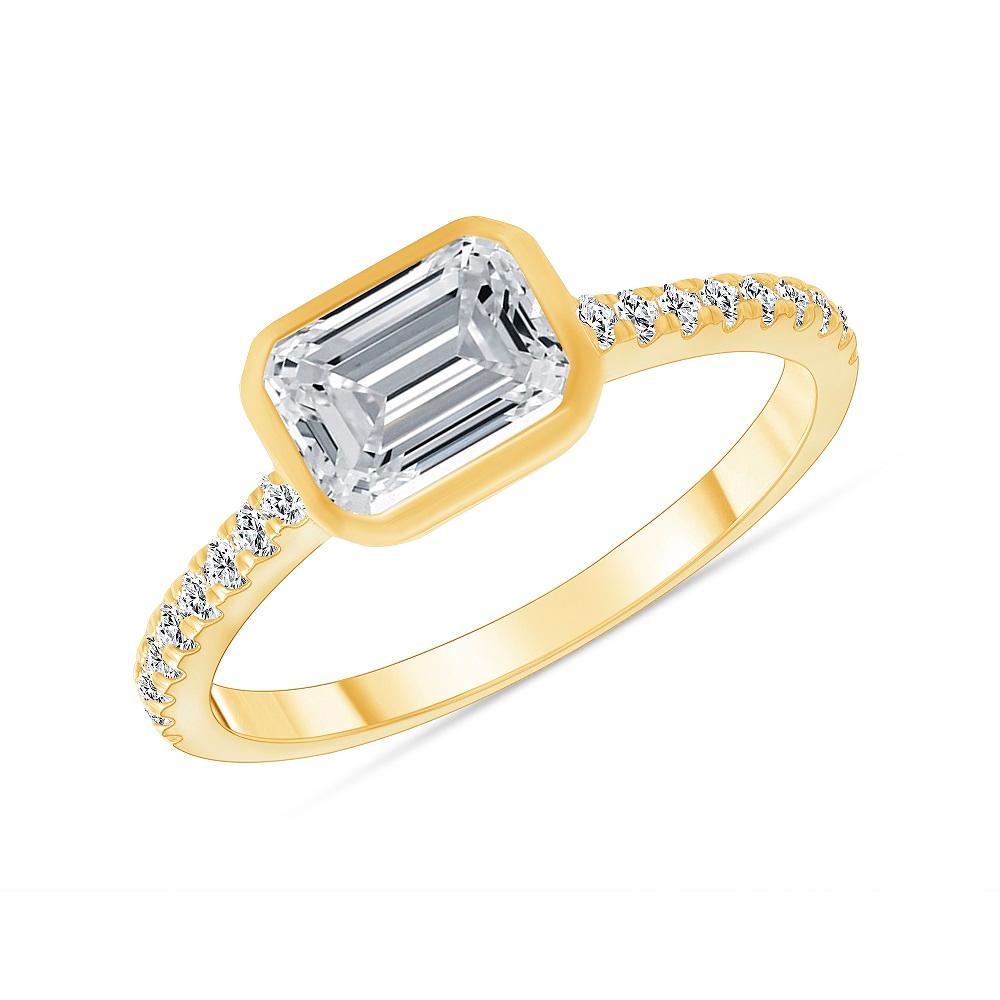 For Sale:  1.00 Emerald Cut Bezel Set Engagement Diamond Ring, '0.75 Carat Center Diamond' 2