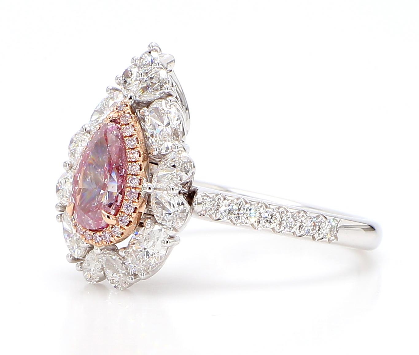 Ring & Pendant Convertible,

1.00 Fancy Brownish Purplish Pink I2 Pear Shape

GIA# 3475699576

Side Dia: 
0.05 Ct Pink Round Diamond (25 pc)
0.53 Ct White Pear Shape (8 pc)
0.55 Ct White Oval Shape (4 pc)
0.21 Ct White Round Diamond (18 pc)

18K