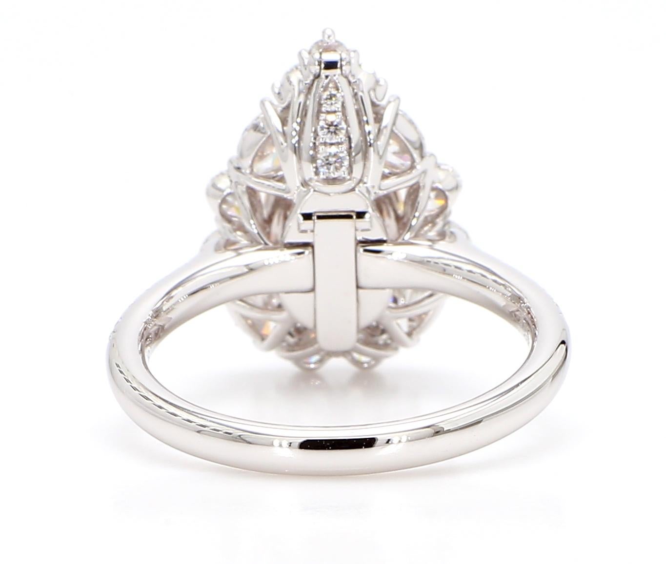 1.00 Fancy Brownish Purplish Pink Pear Shape Ring GIA Certified 18K White Gold In New Condition In New York, NY