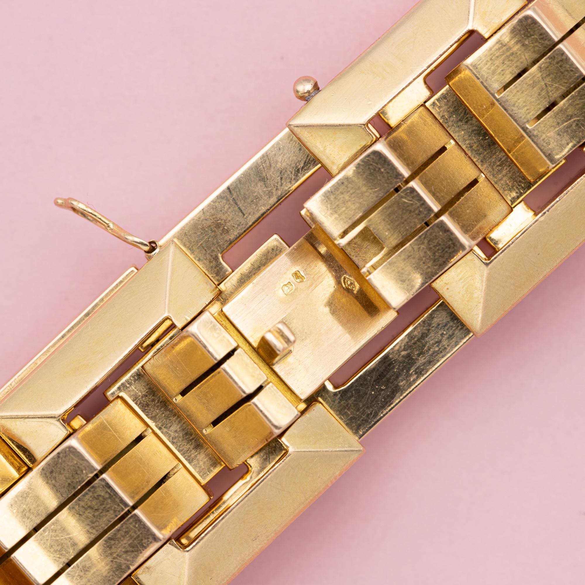 100 Gramm 18 Karat Gelbgold Armband - großes französisches quadratisches Retro-Tankarmband 2