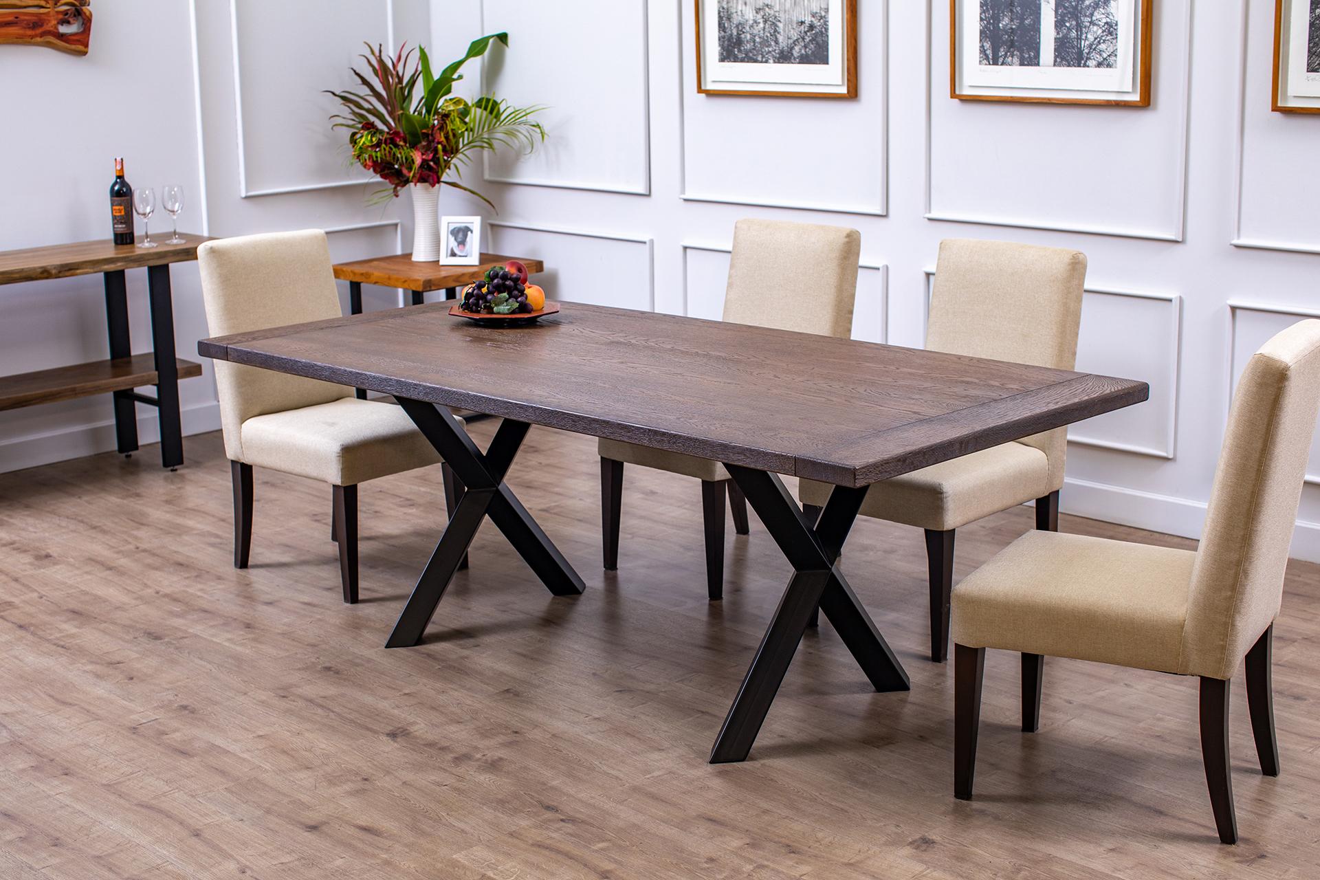 Hand-Crafted 100% Hand Crafted Solid Teak Dining Table with Metal Legs For Sale