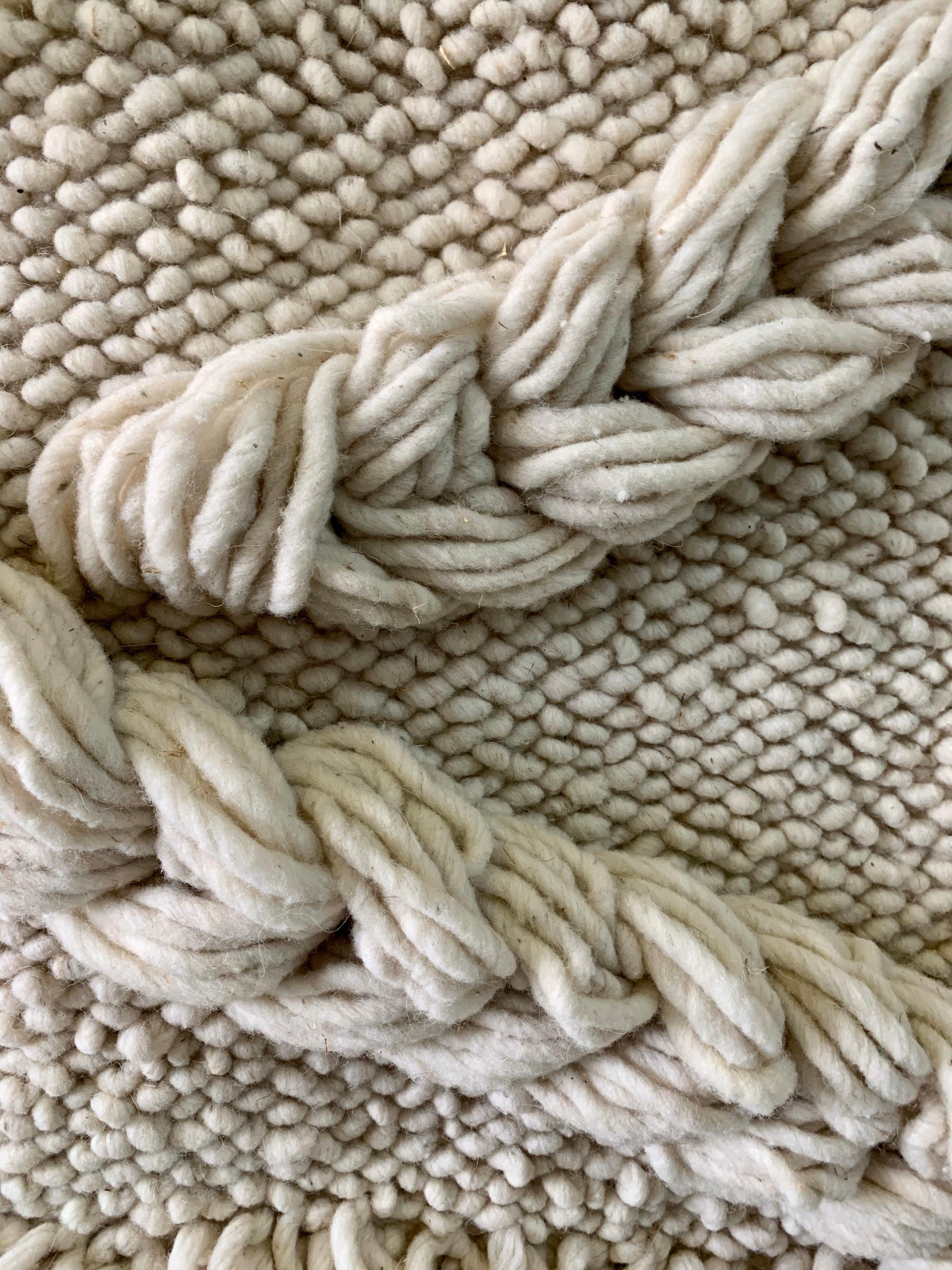 20th Century 100% Natural Handwoven Wool Tapestry, Waves