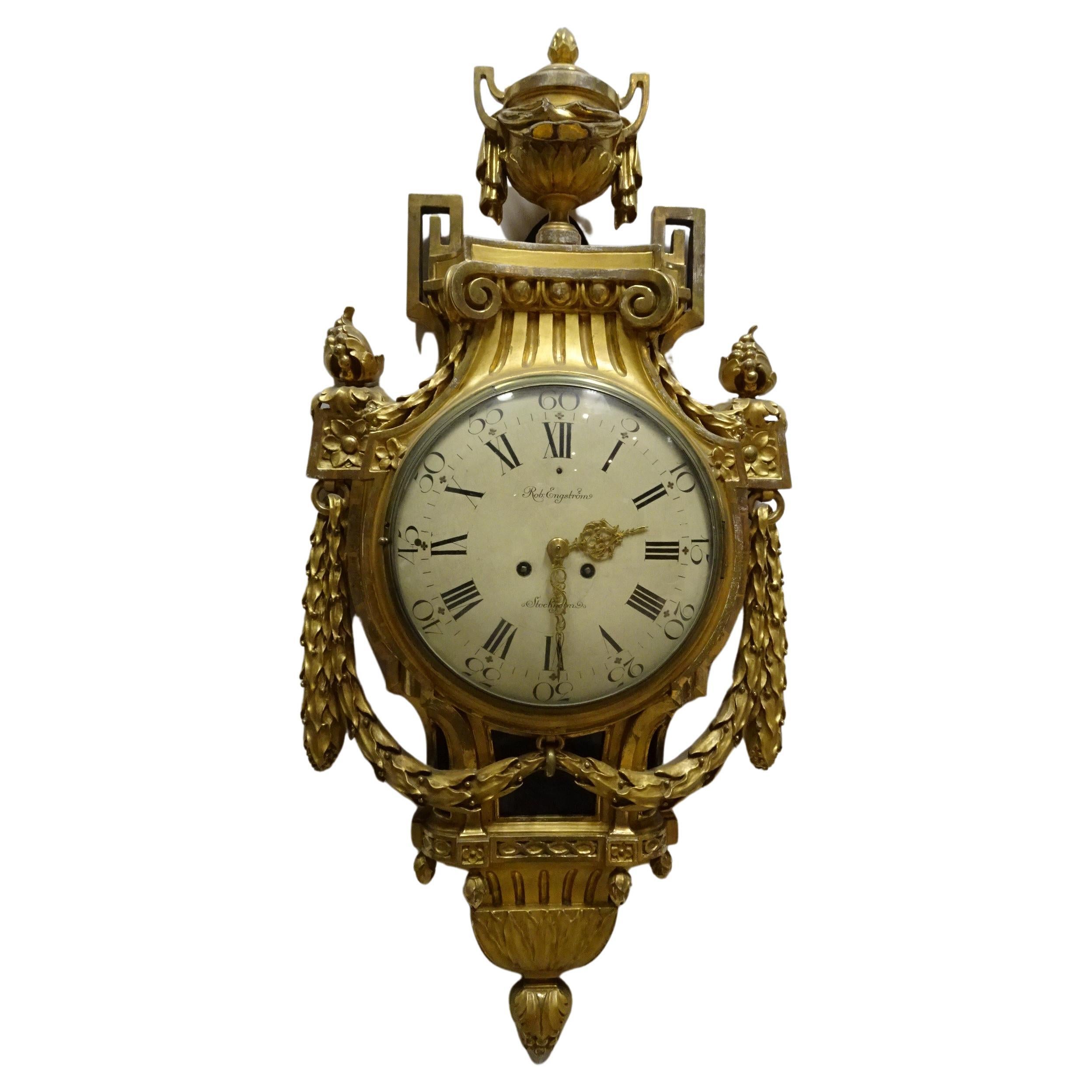 100% Original Finish Gustavian Style Wall Clock For Sale