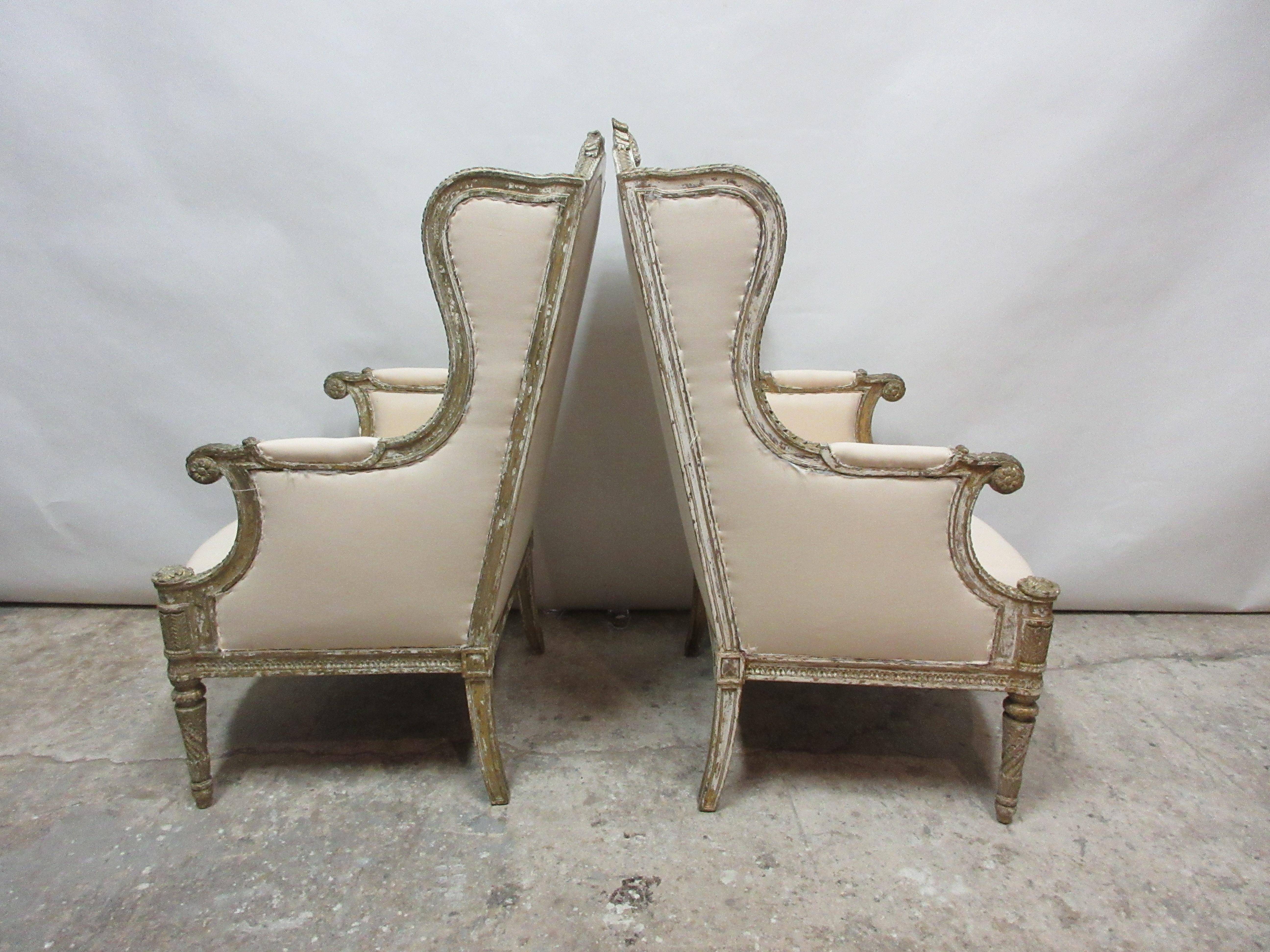 100% Original Finish Swedish Gustavian Bergers In Distressed Condition In Hollywood, FL