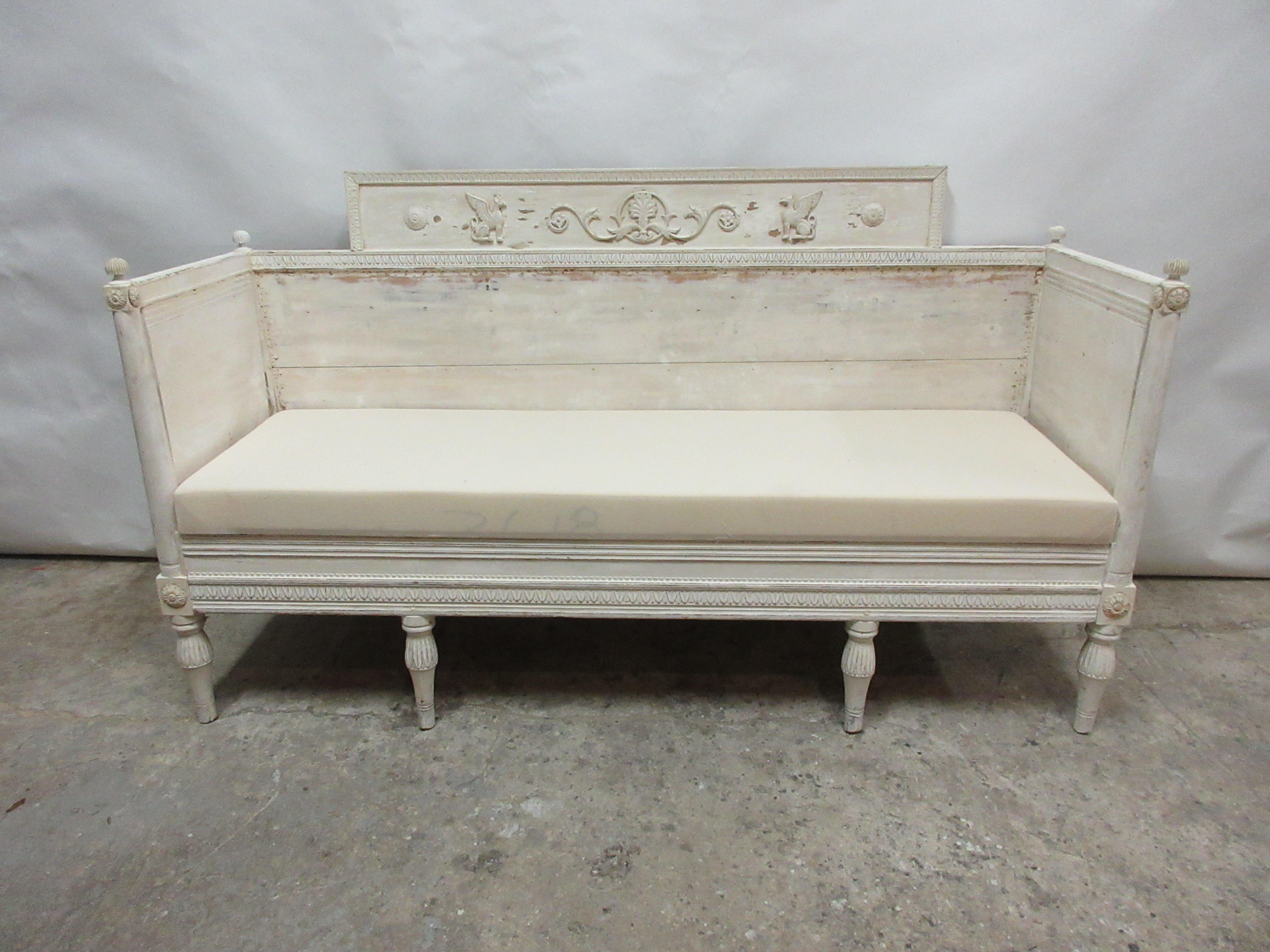 This is a 100% original finish Swedish Gustavian sofa. Seating has been restored and covered in muslin.