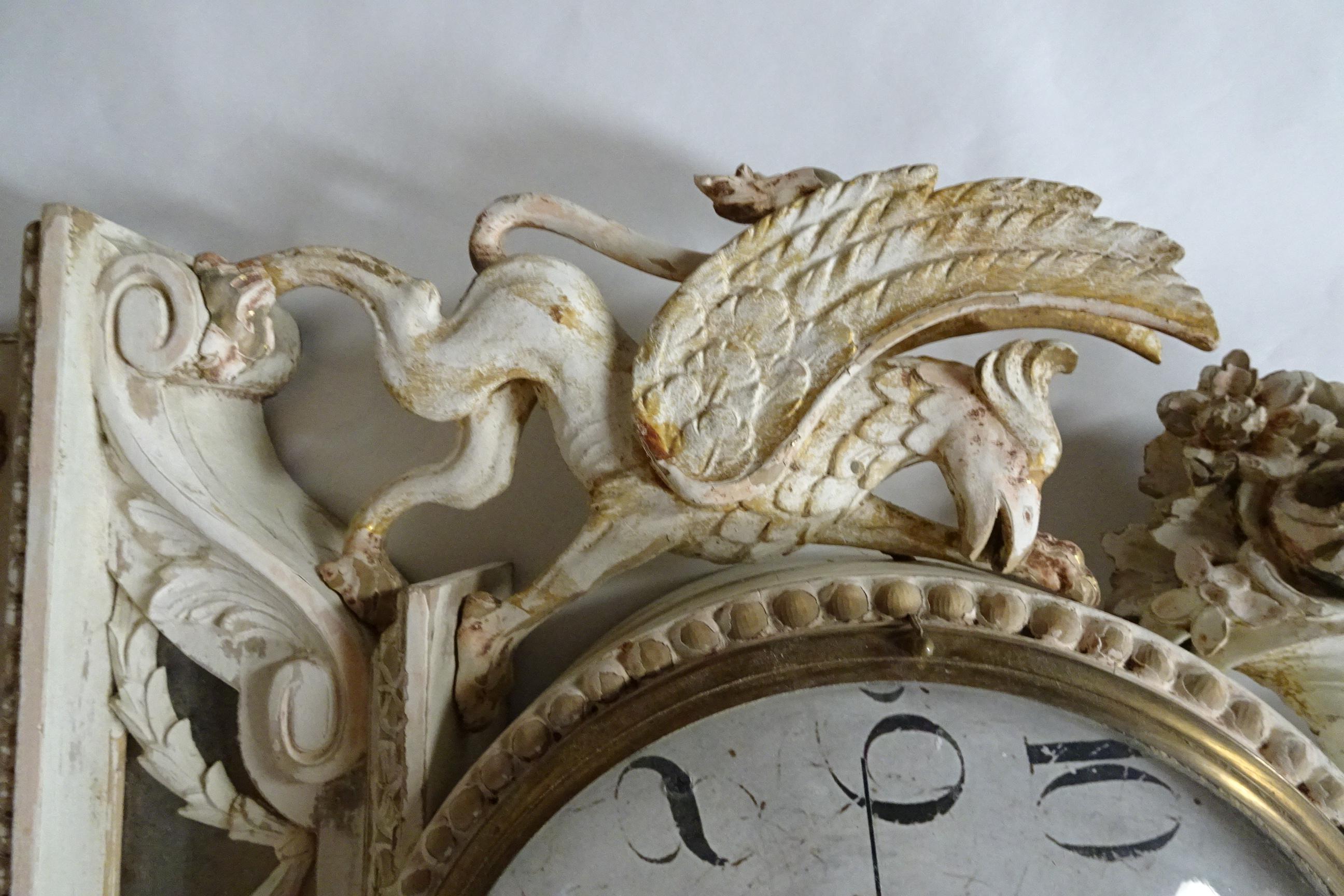 Wood 100% Original Finish Swedish Gustavian Style Wall Clock
