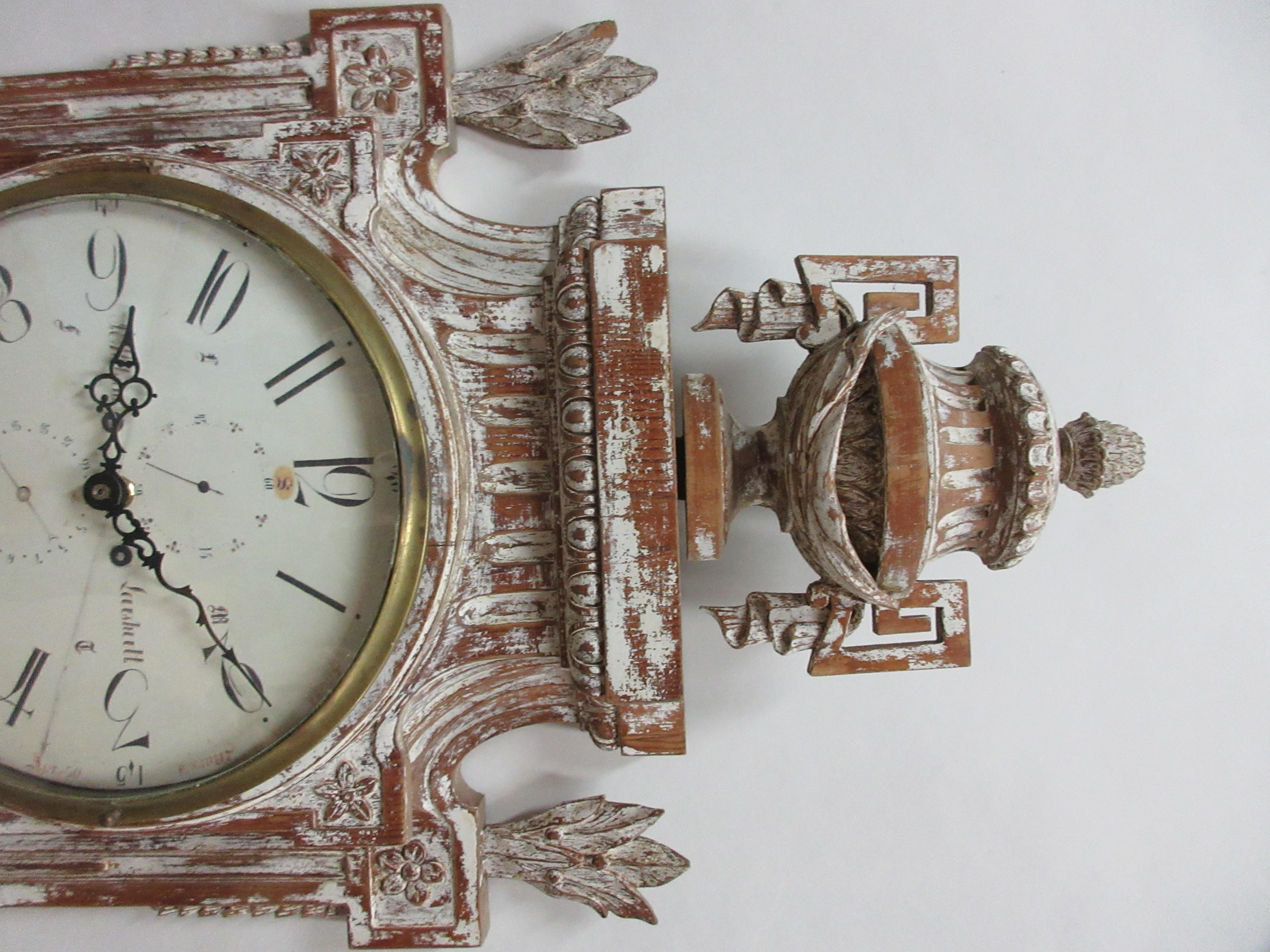 Late 19th Century 100% Original Finish Swedish Gustavian Wall Clock