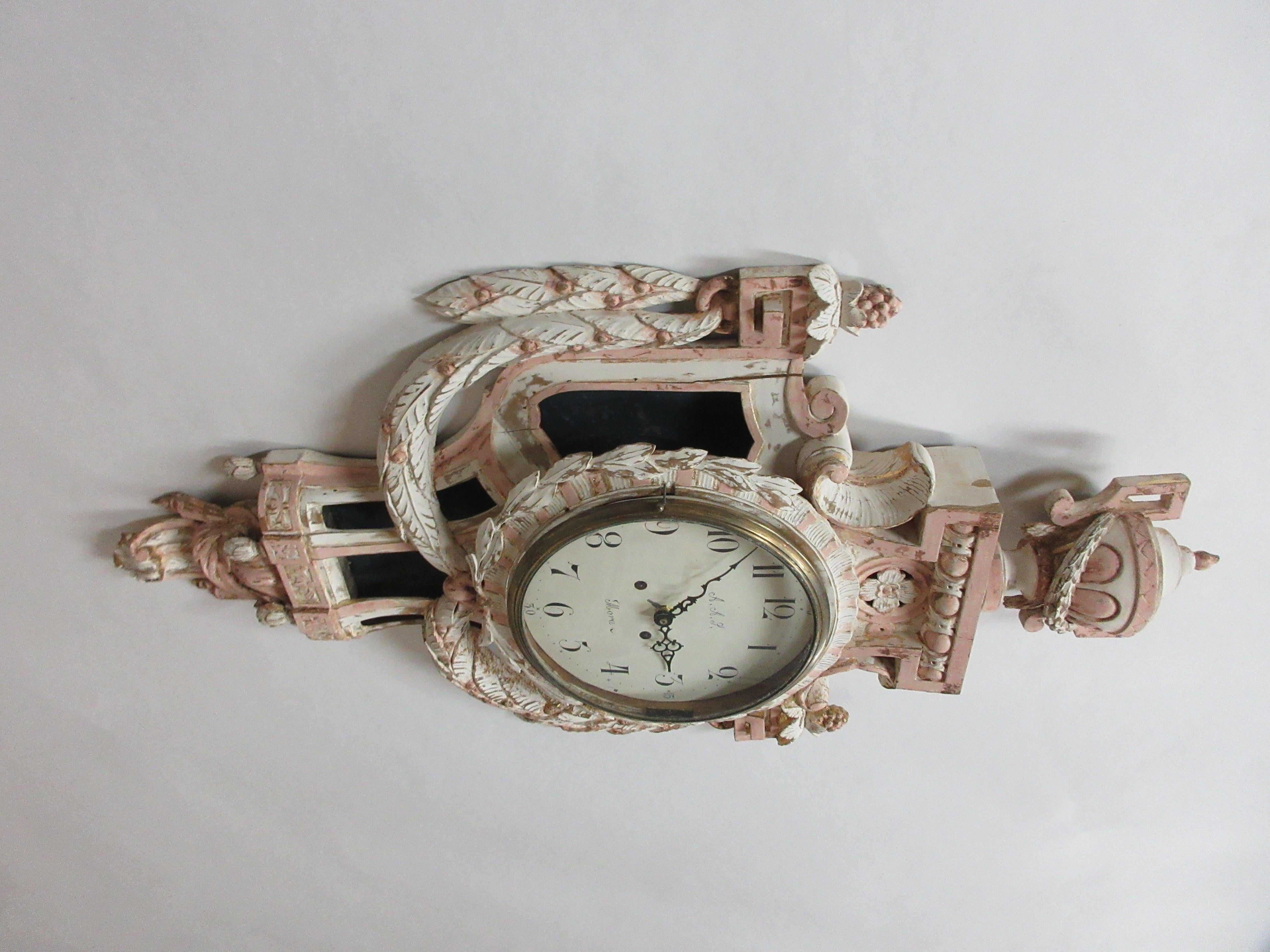 100% Original Finish Swedish Gustavian Wall Clock 1