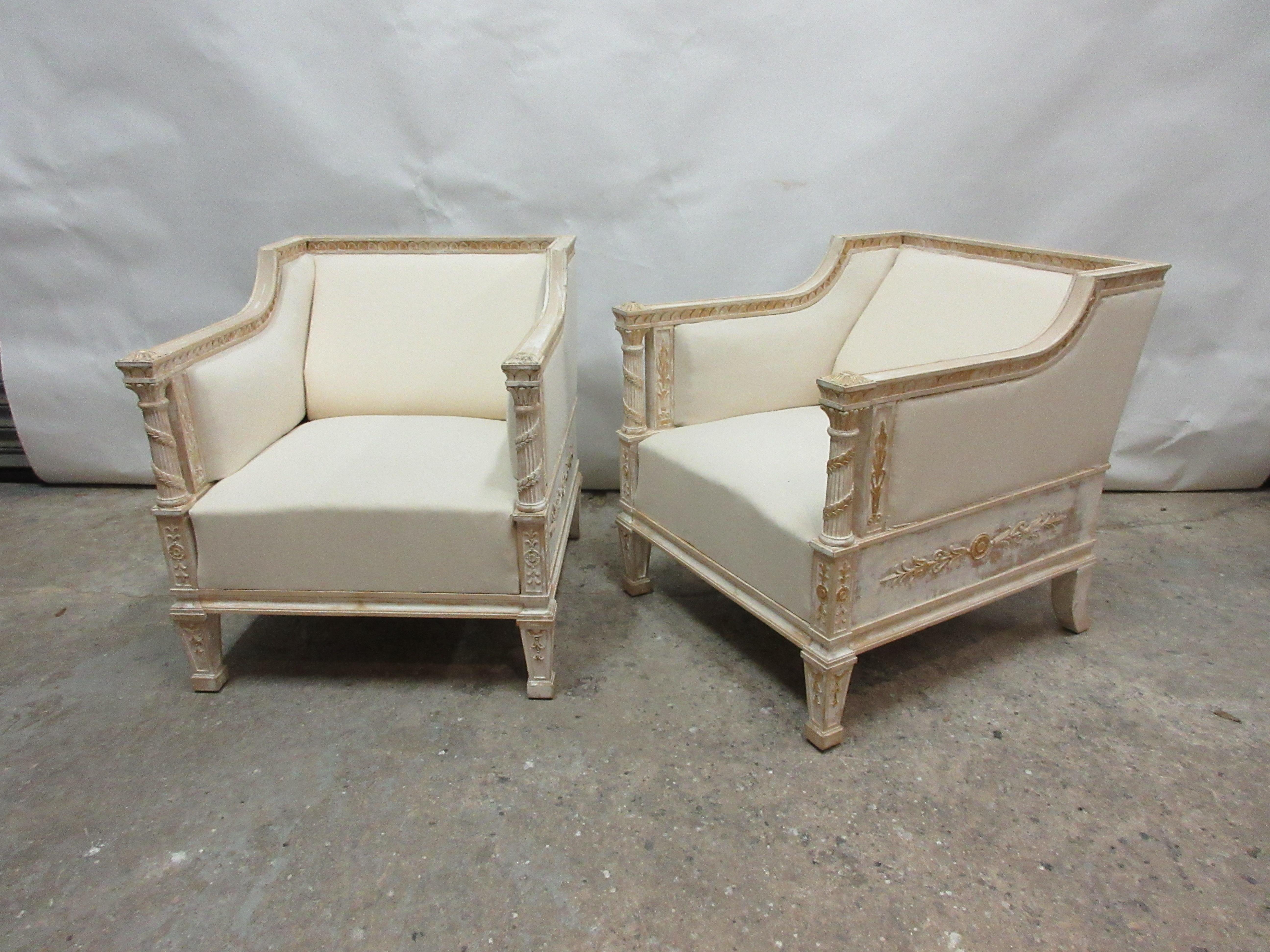 100% Original Painted Gustavian Berger Chairs In Good Condition In Hollywood, FL