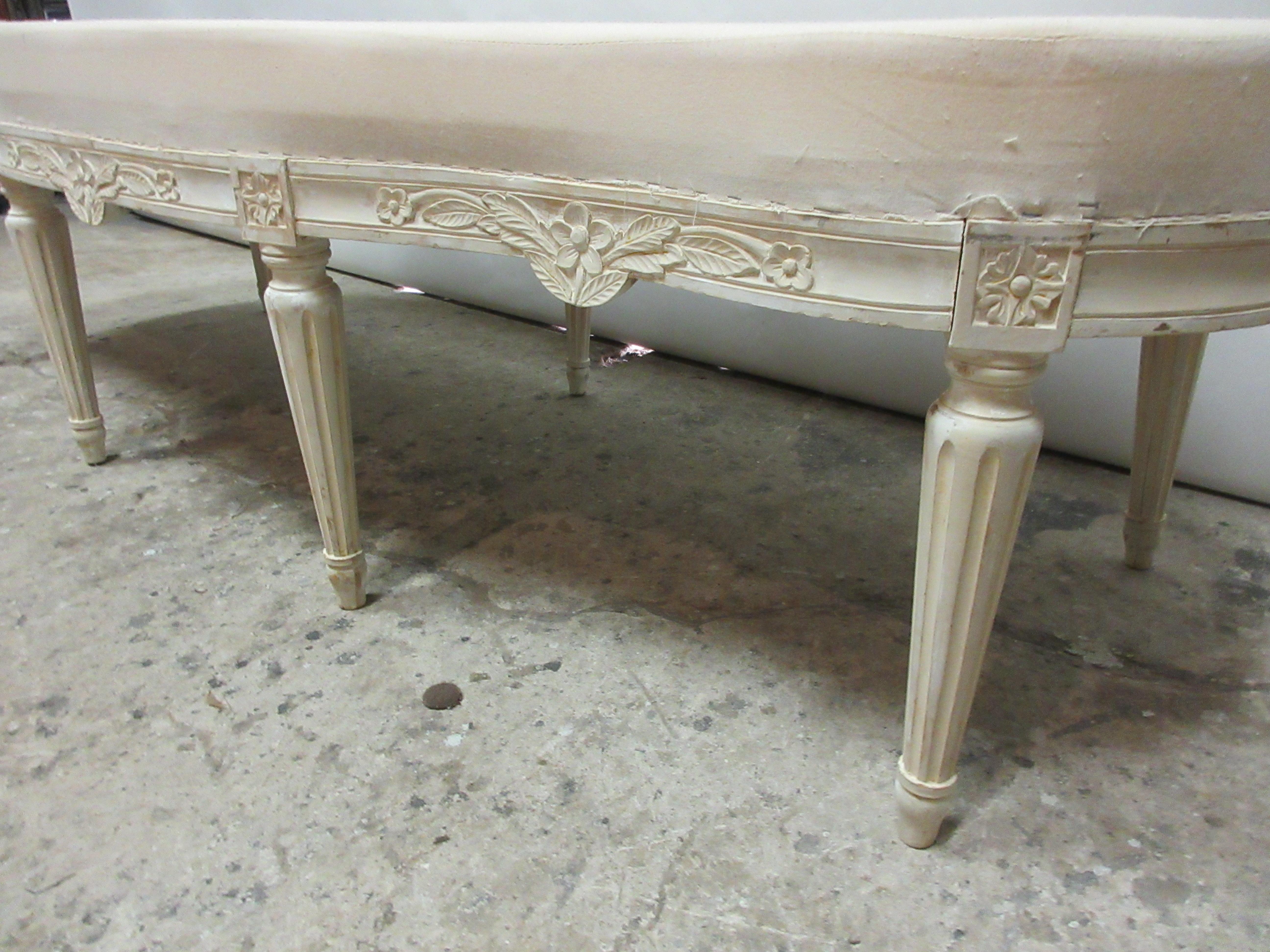 Birch 100% Original Painted Swedish Gustavian Bench