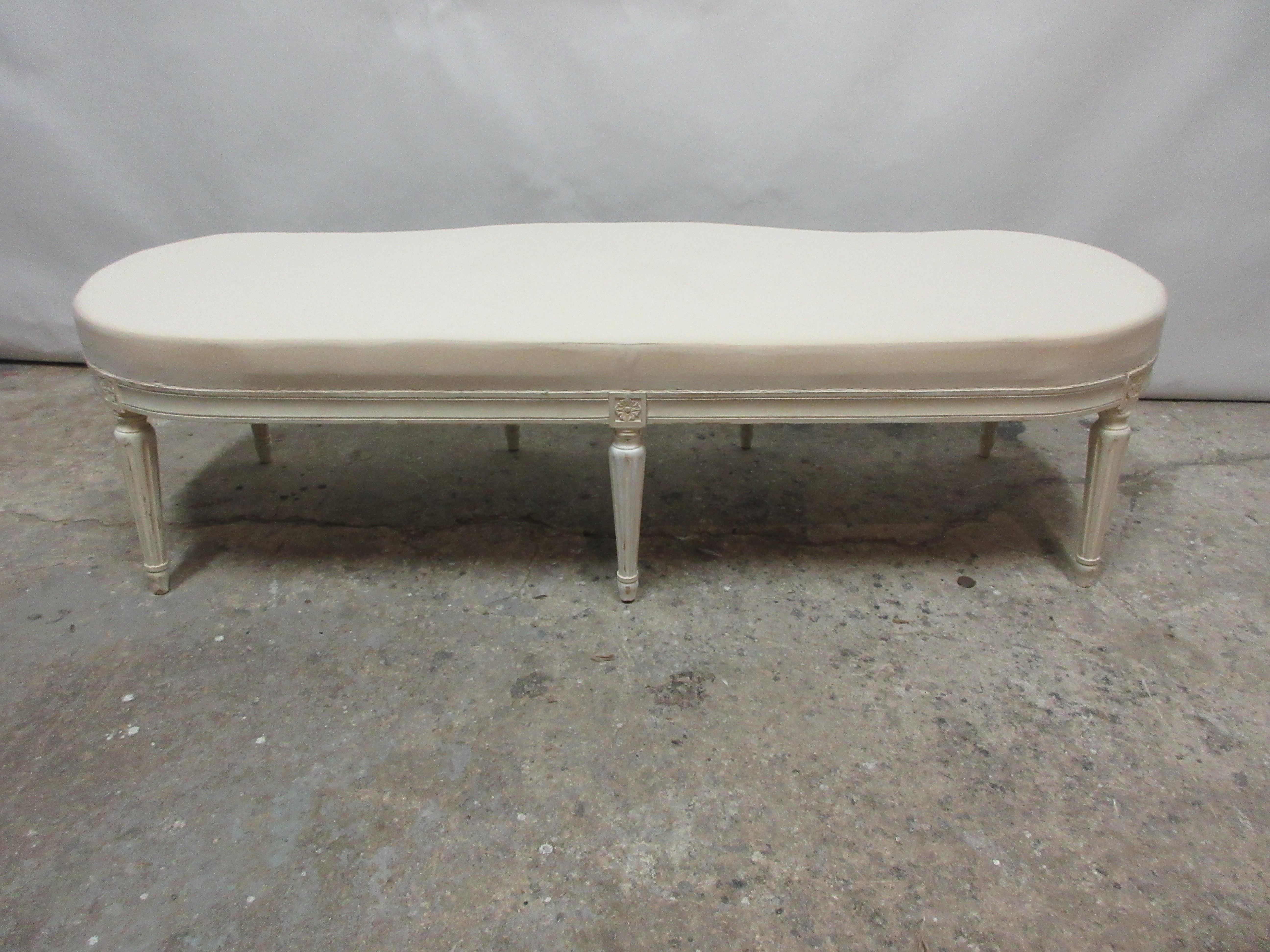 100% Original Painted Swedish Gustavian Bench 2