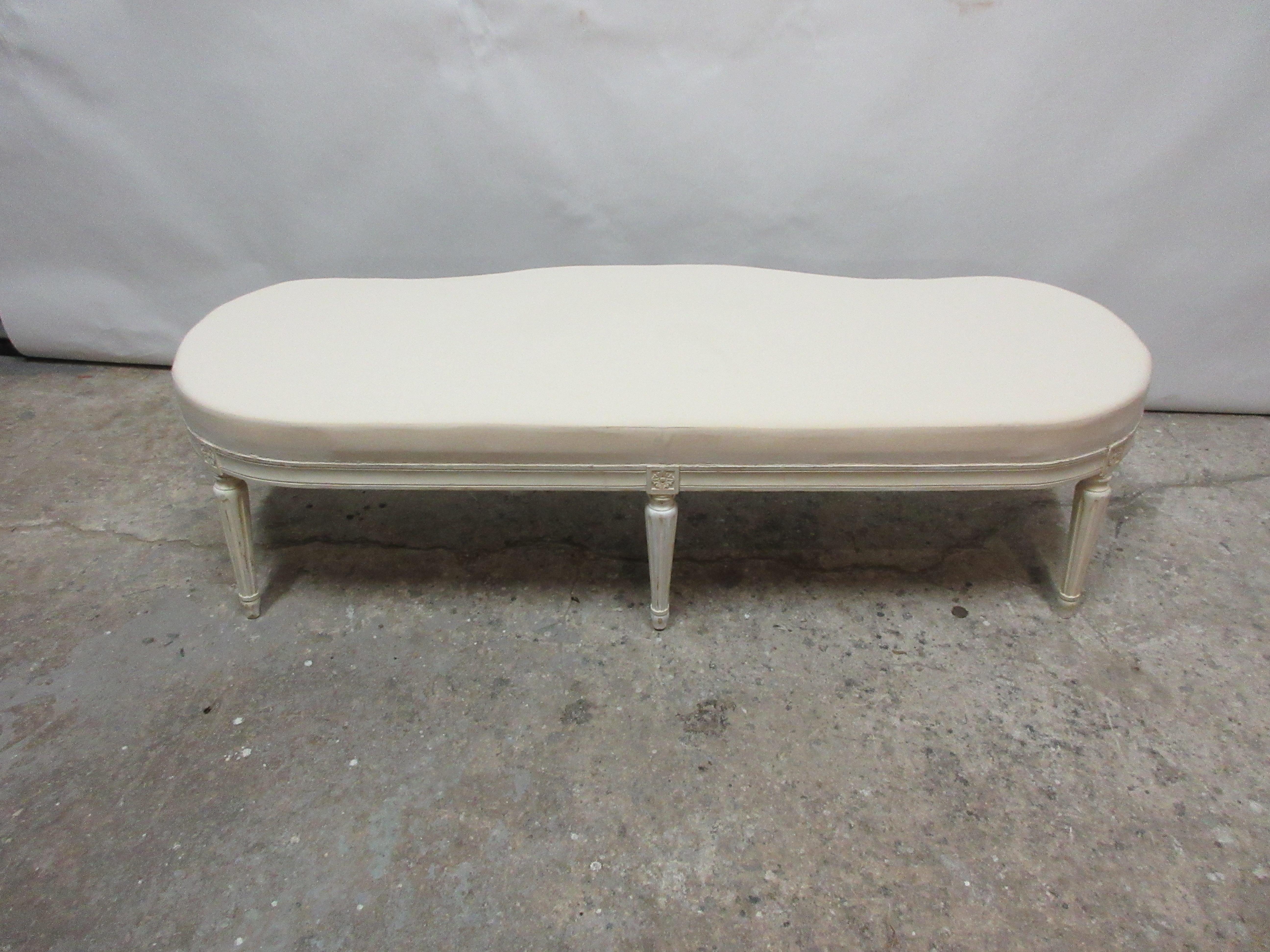 100% Original Painted Swedish Gustavian Bench 3