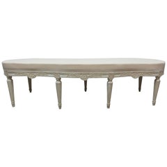 100% Original Painted Swedish Gustavian Bench