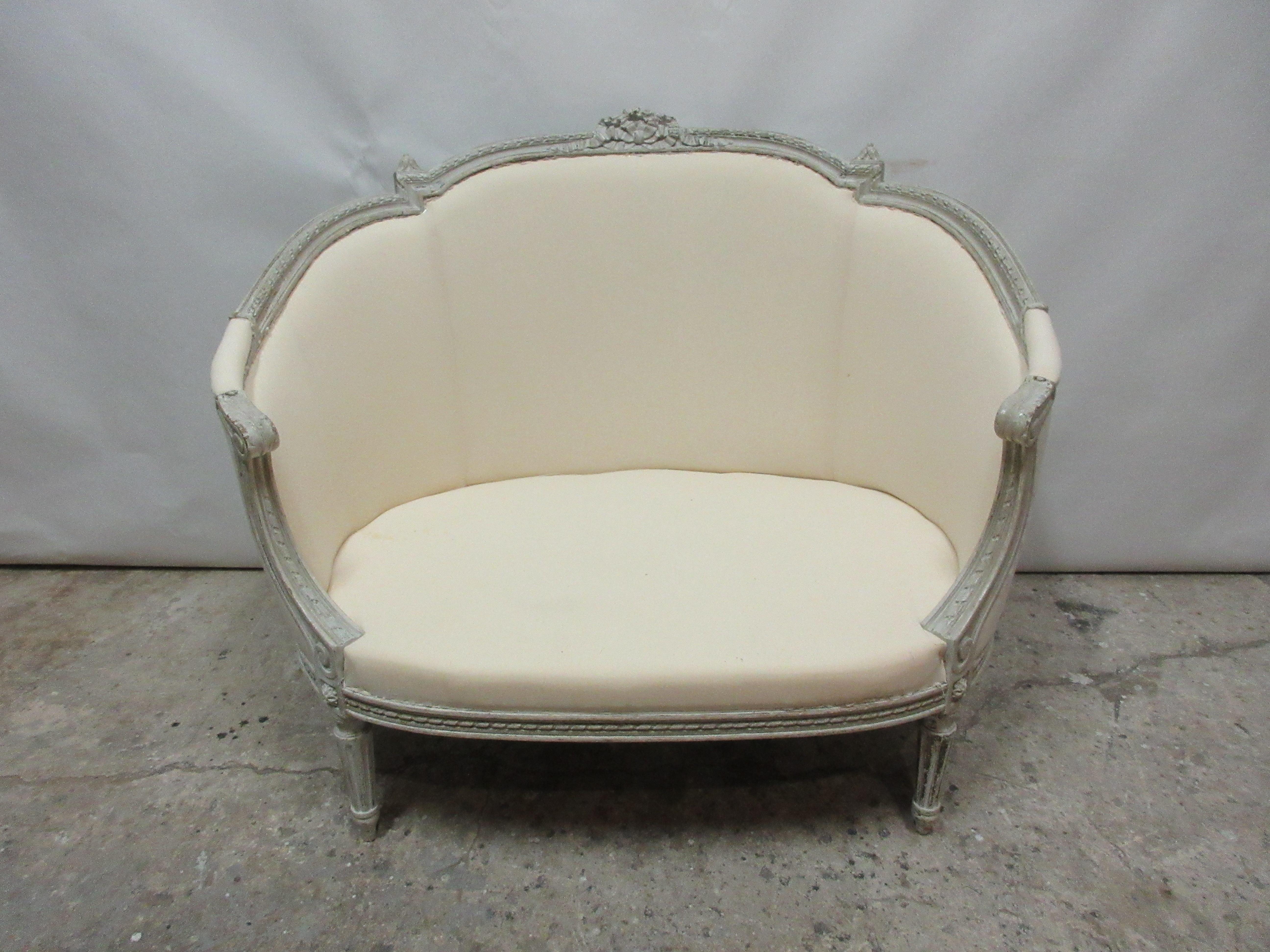 This is a 100% original painted Swedish Gustavian settee. Its has been restored and repainted with Milk paints 