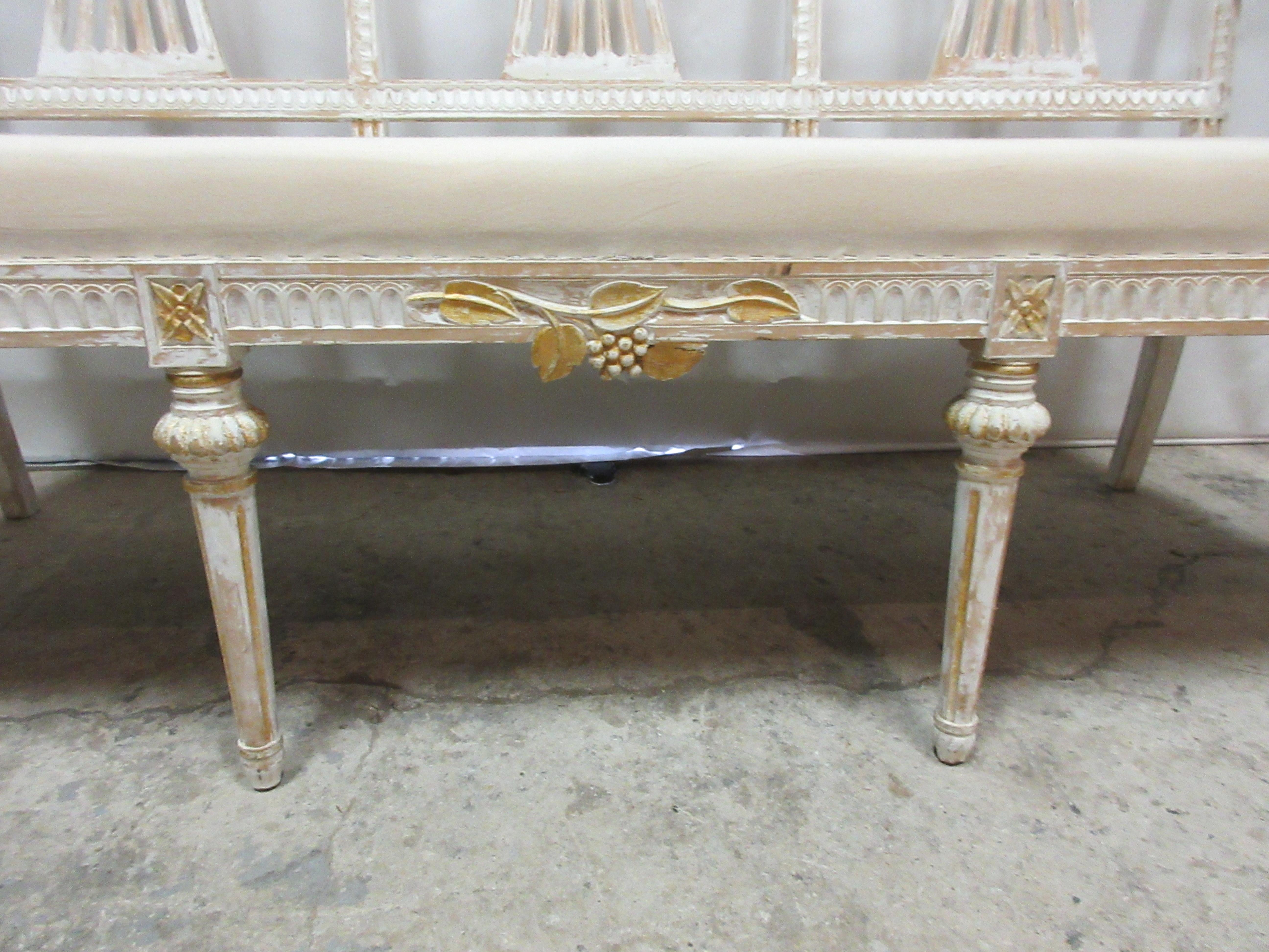 Birch 100% Original Painted Swedish Gustavian Settee For Sale