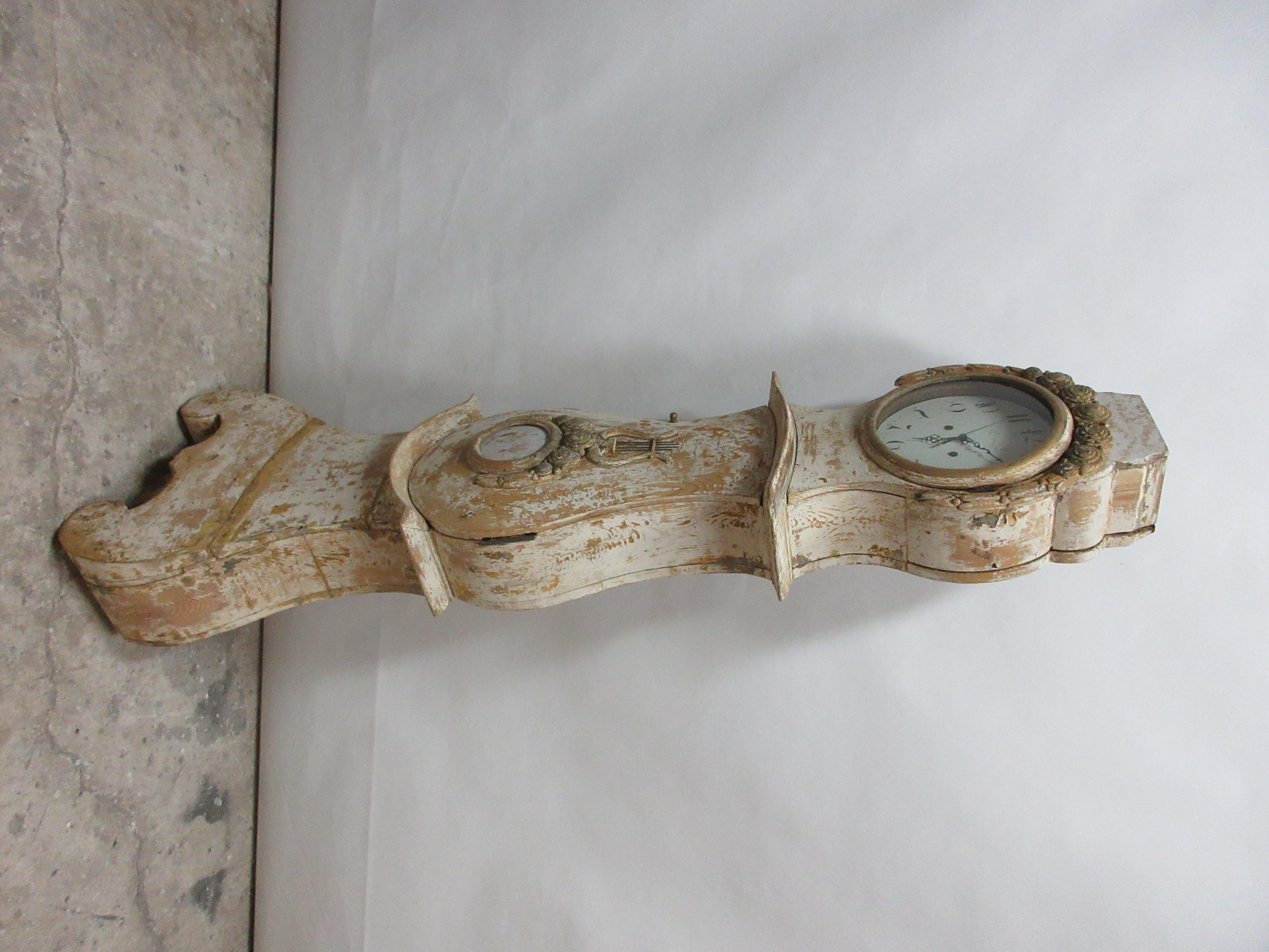 100% Original Painted Swedish Mora Clock In Distressed Condition In Hollywood, FL