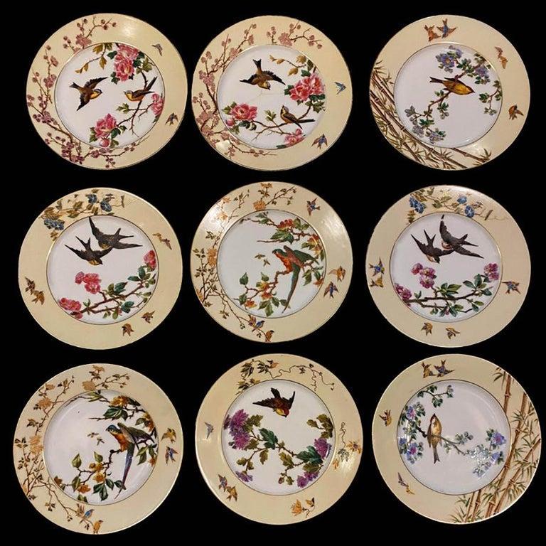 Hand-Painted 100 Pieces Limoges Service signed Charles Field Haviland Aesthetic Movement 1885 For Sale