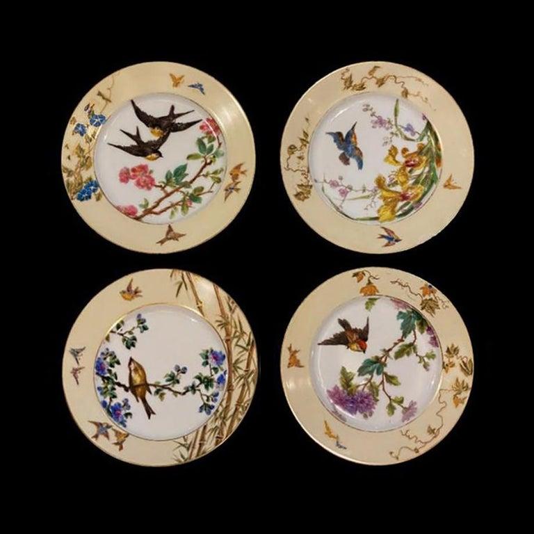 100 Pieces Limoges Service signed Charles Field Haviland Aesthetic Movement 1885 In Fair Condition For Sale In Paris, FR