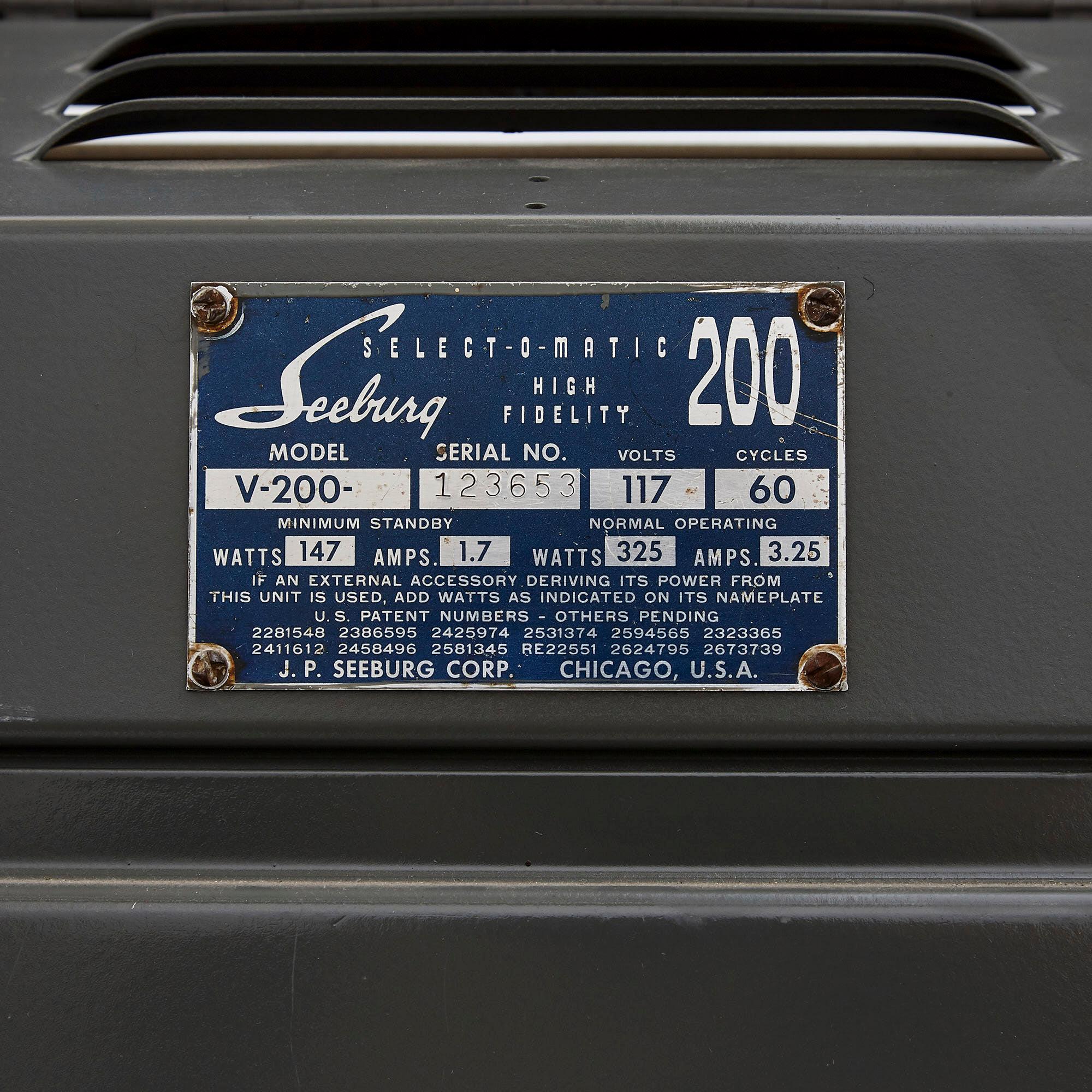 Glass 100-Record Retro American Seeburg Select-O-Matic V-200 Jukebox For Sale