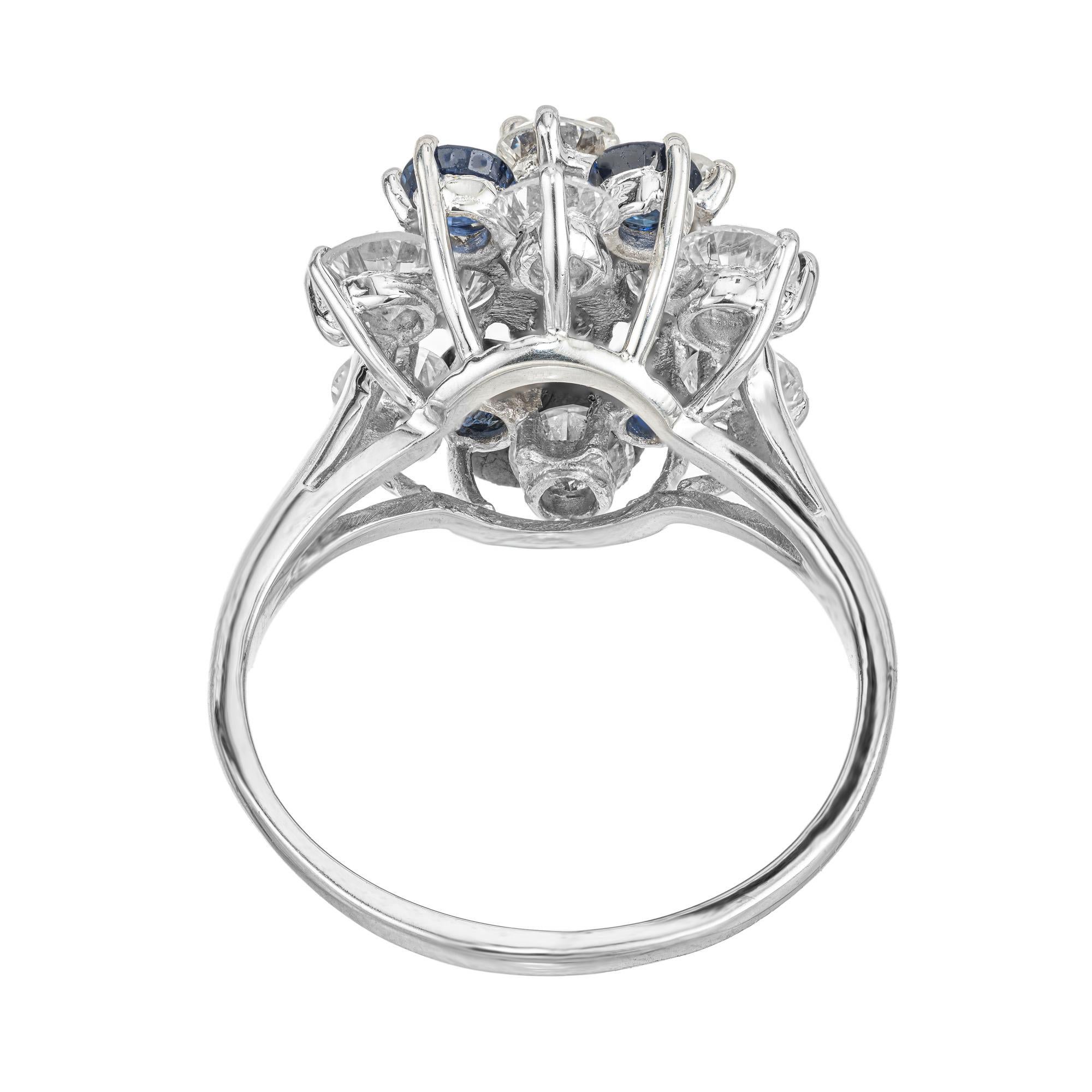 1,00 Runder Saphir Diamant Weißgold Dome Cluster Ring  Damen im Angebot