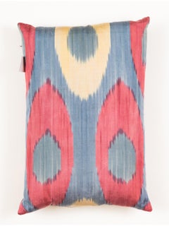 %100 Silk & Natural Dye, Ikat Cushion Cover - Uzbekistan Modern Pillow